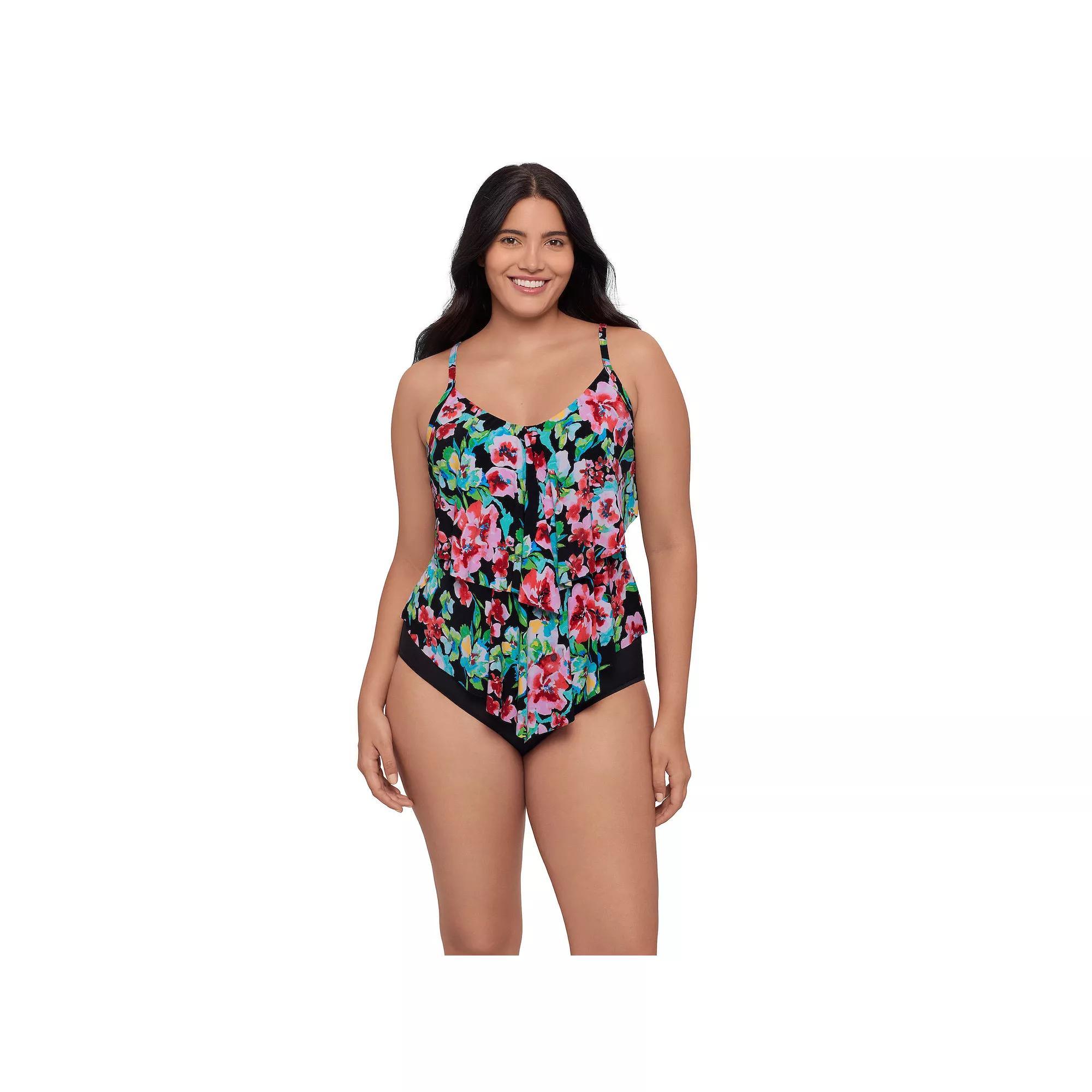 Women's Trimshaper Ronnie Tankini Top, Size: 12, Blooming Product Image