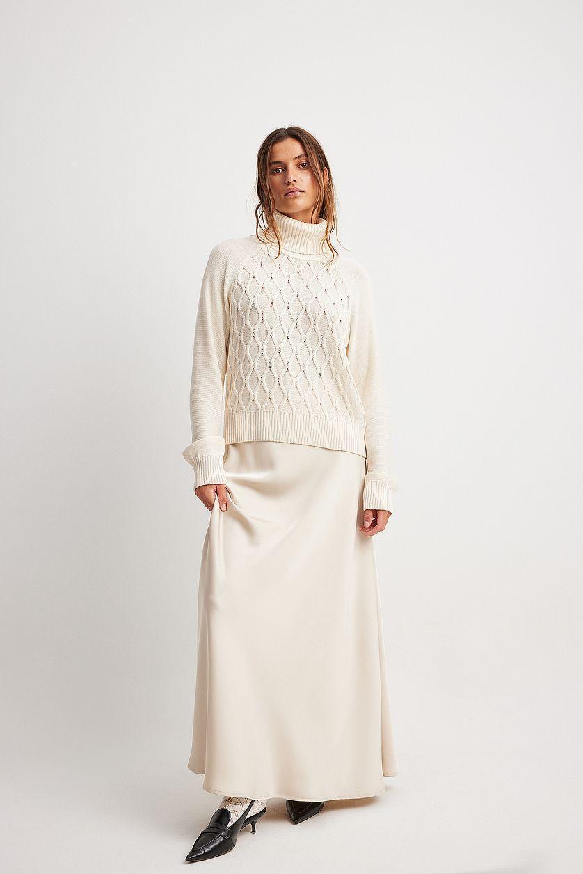 Turtle Neck Knitted Cable Sweater Product Image