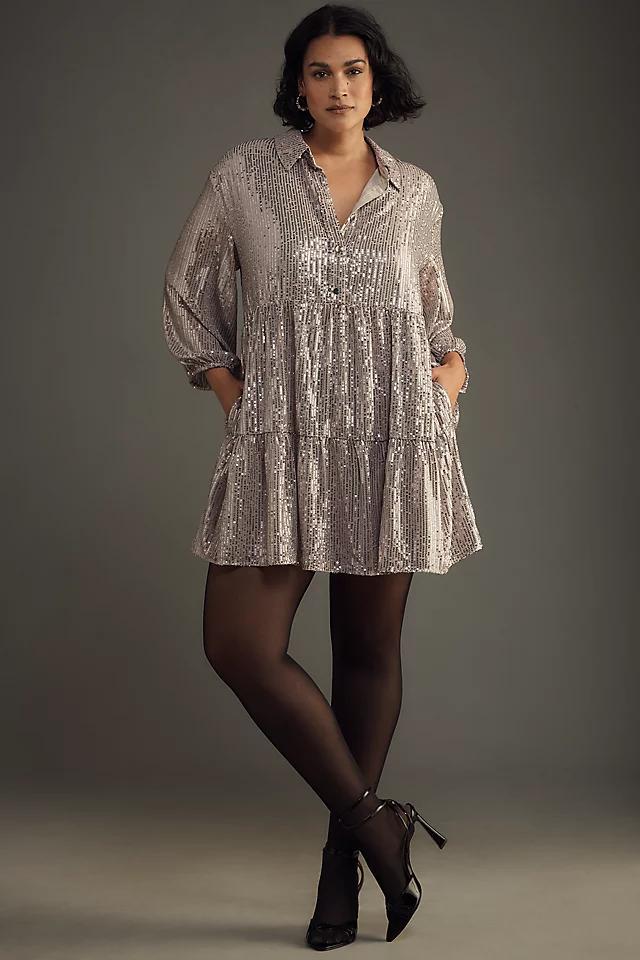 The Bettina Tiered Shirt Dress by Maeve: Mini Sequin Edition Product Image