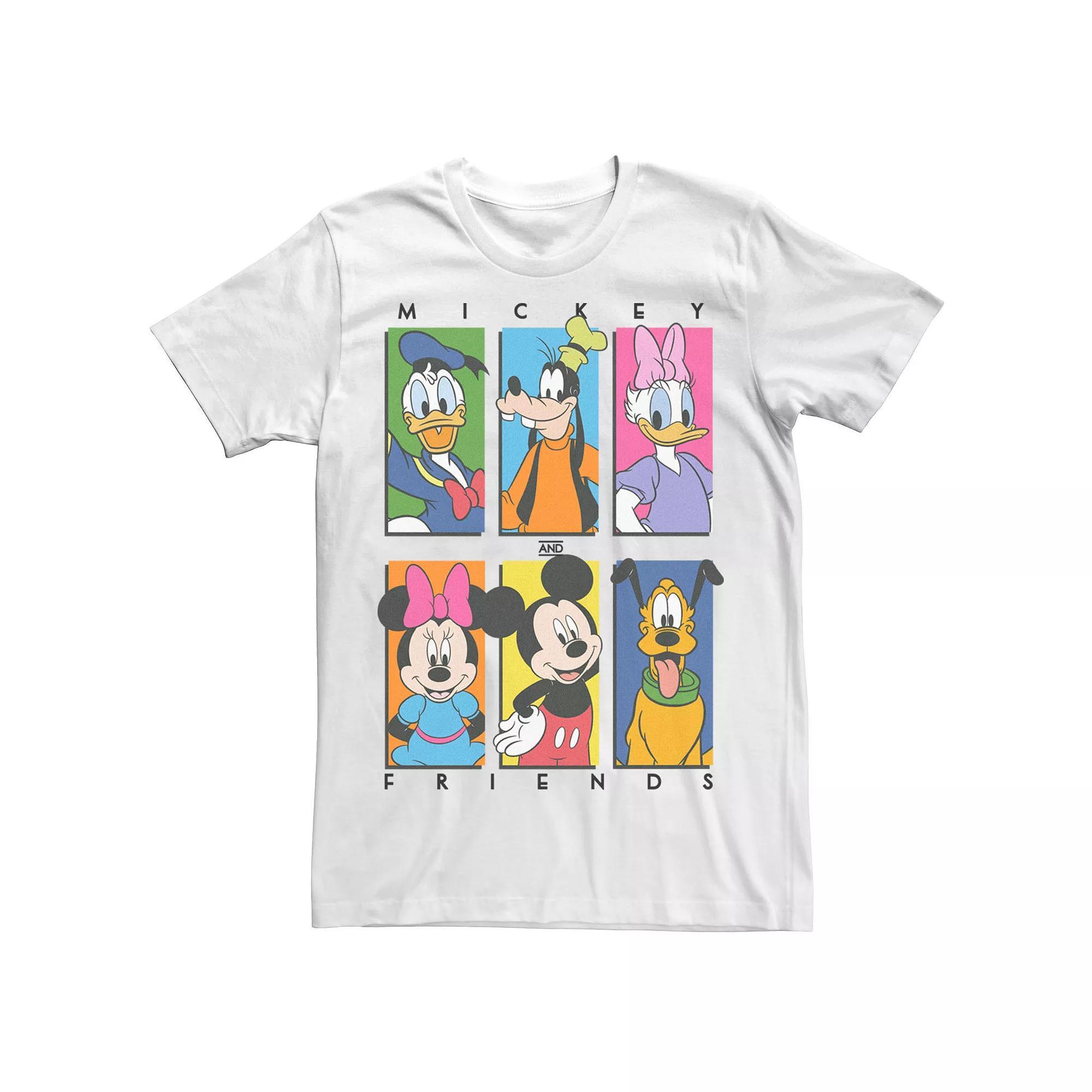 Disney's Mickey & Friends Character Panel Red Men's Tee, Size: Large, White Product Image