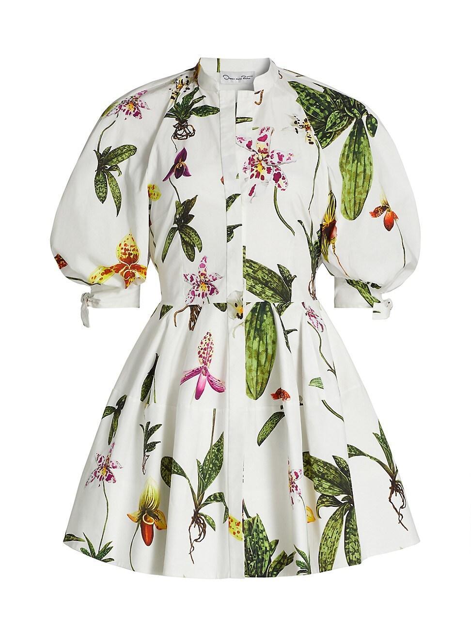 Womens Orchid Poplin Puff-Sleeve Shirtdress Product Image