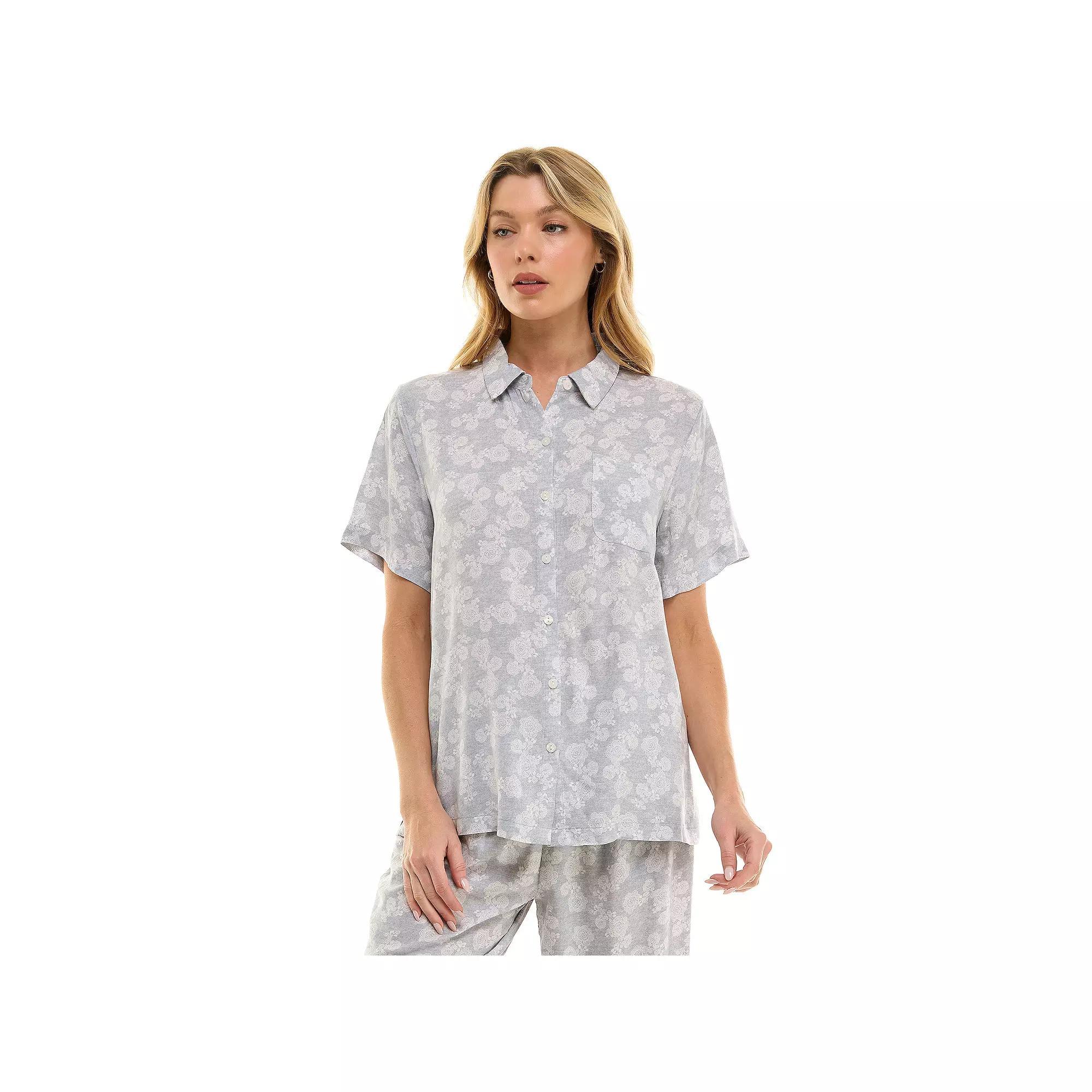 Women's Croft & Barrow® Woven Rayon Pajama Top, Size: Large, Belgian Lace Product Image