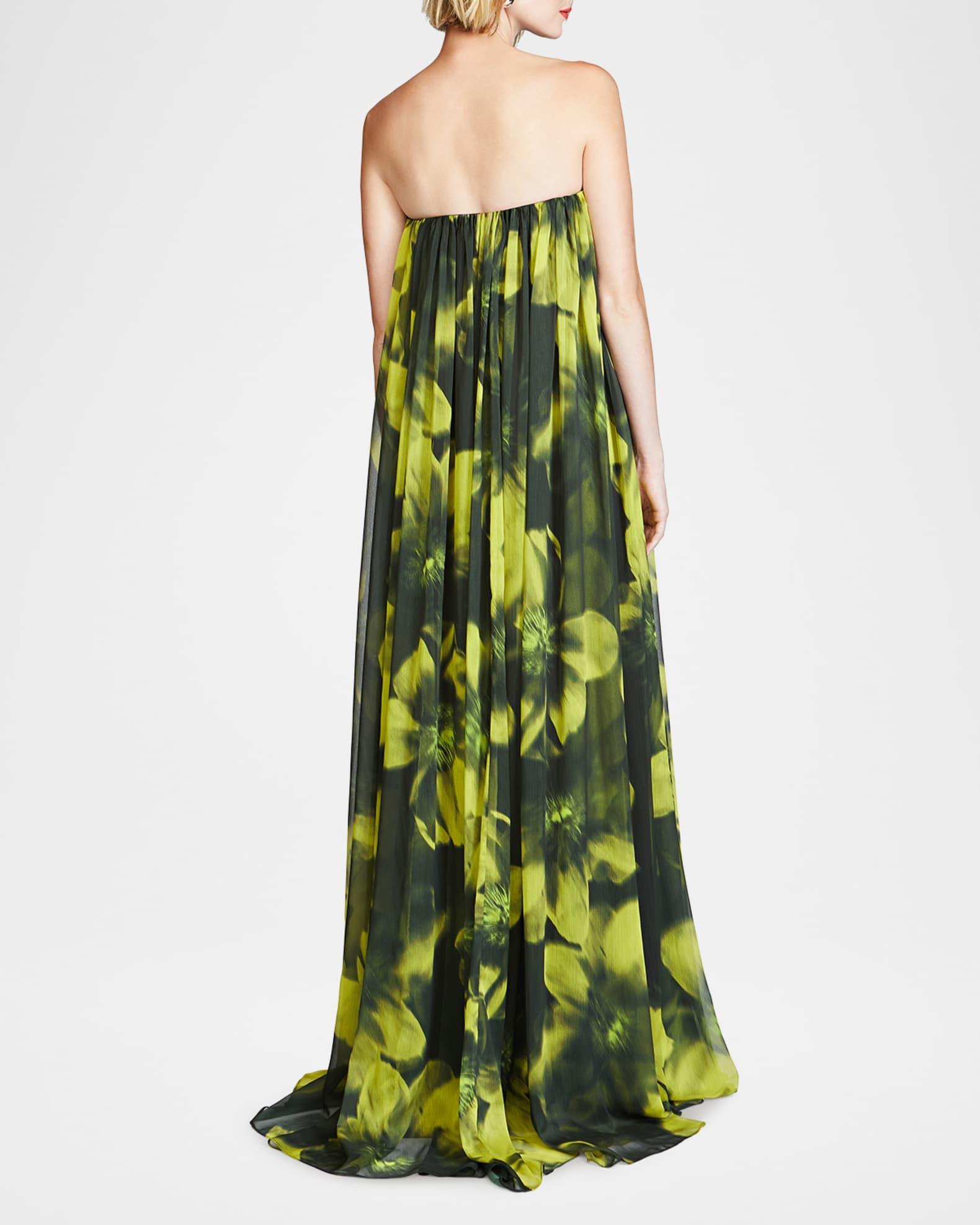 Claudette Strapless Floral-Print Trapeze Gown Product Image
