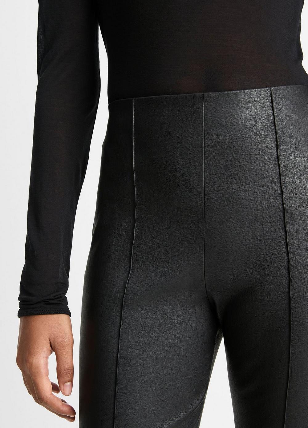 Womens Stretch-Leather Crop Flare Pant, Black, Size XL Vince Product Image
