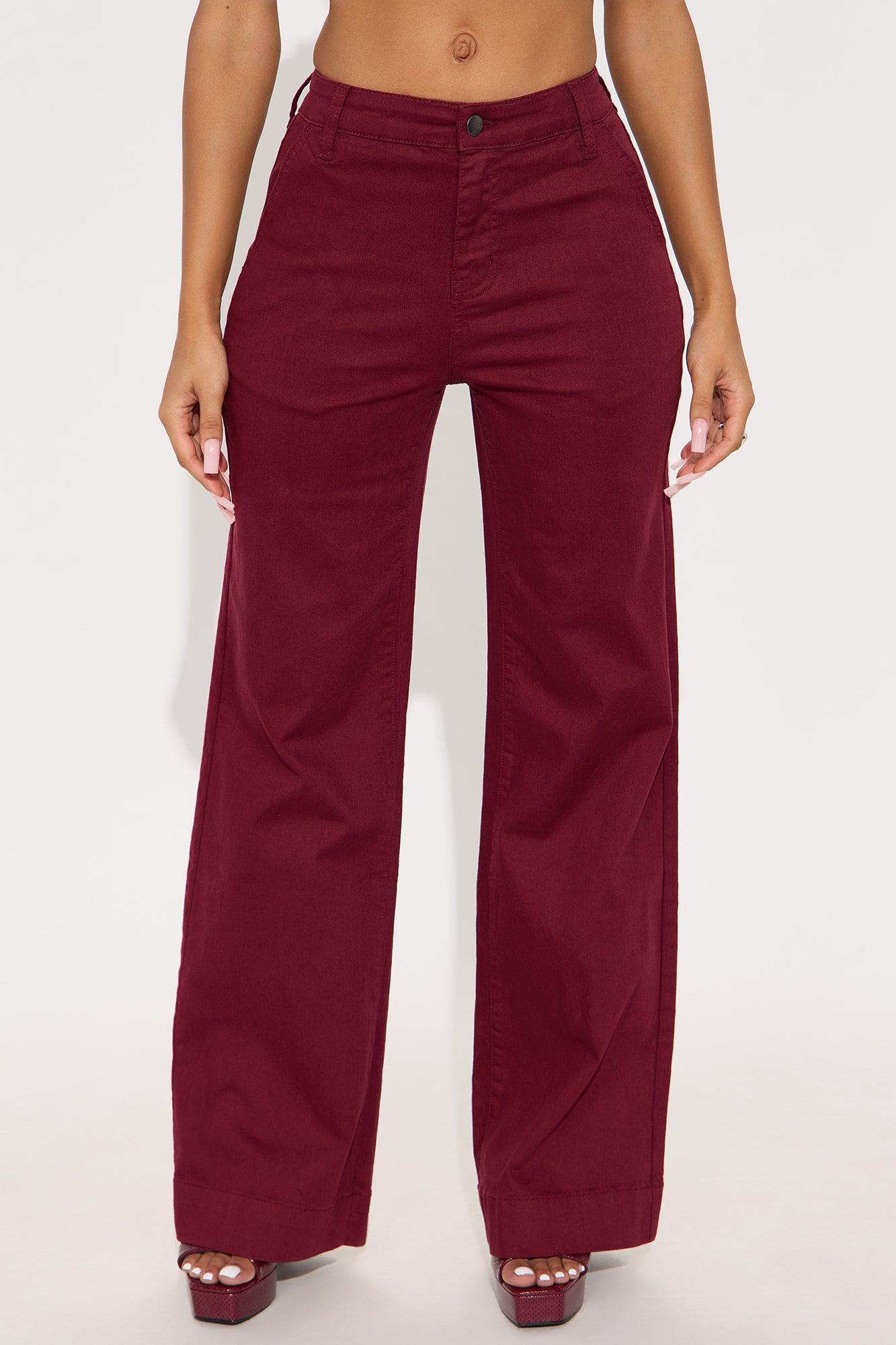 Margot Classic Color Trouser Jean - Burgundy Product Image