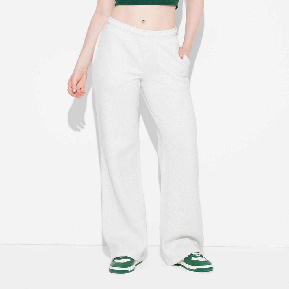 Women's High-Rise Straight Leg Sweatpants - Wild Fable™ Heather XL: Fleece, Side Pocket Product Image
