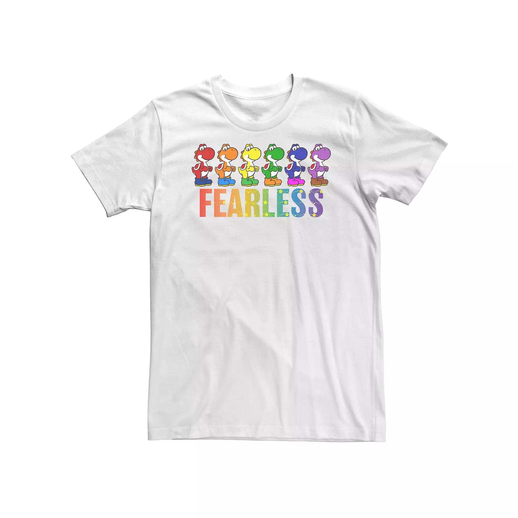 Big & Tall Super Mario Pride Yoshi Fearless Rainbow Line Up Tee, Men's, Size: 3XL Tall, White Product Image