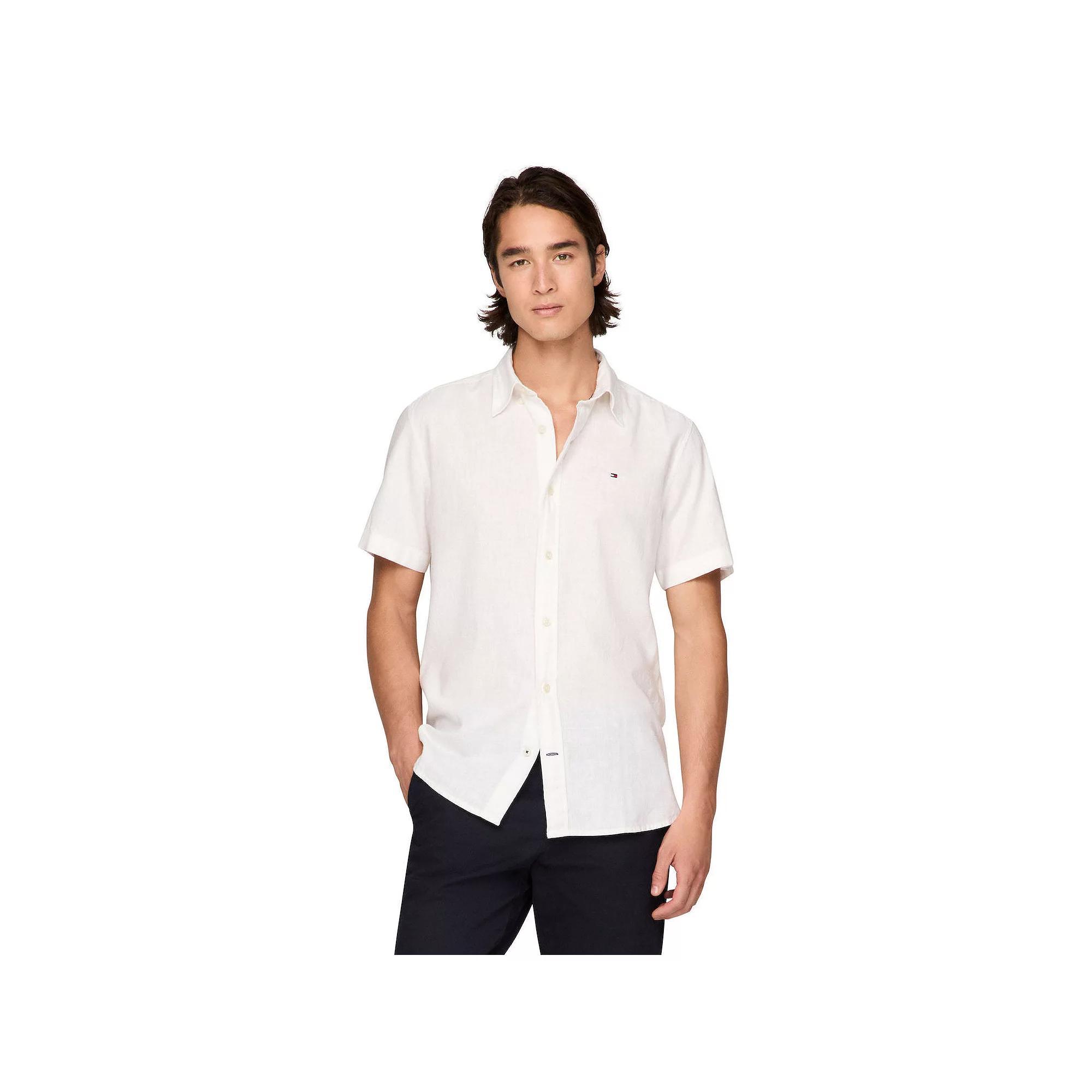 Men's Tommy Hilfiger Short Sleeve Solid Shirt, Size: Medium, Optic White Product Image