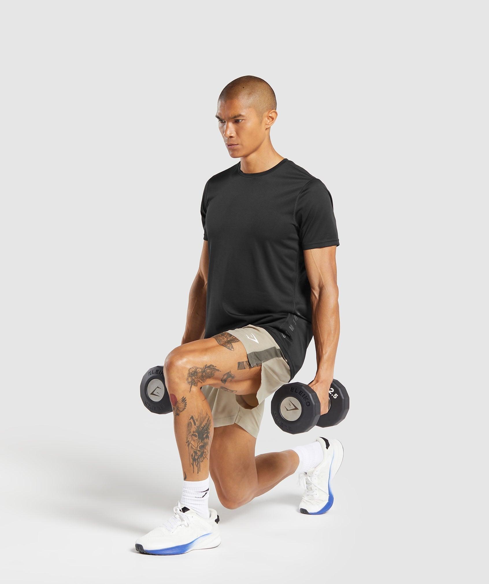 Gymshark Sport  7" Shorts - Sand Brown/Camo Brown Male Product Image