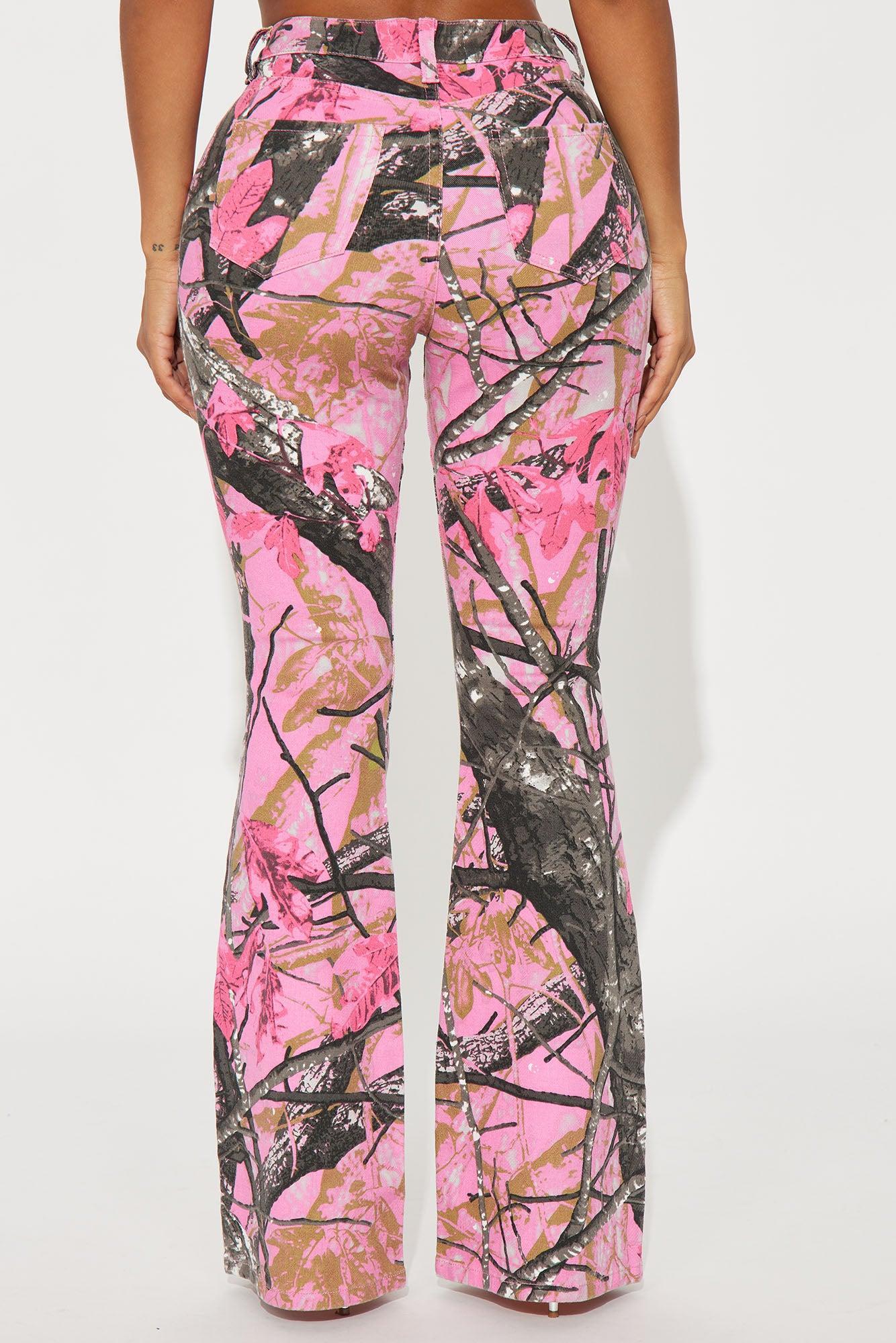 Open Season Stretch Flare Jeans - Hot Pink Product Image