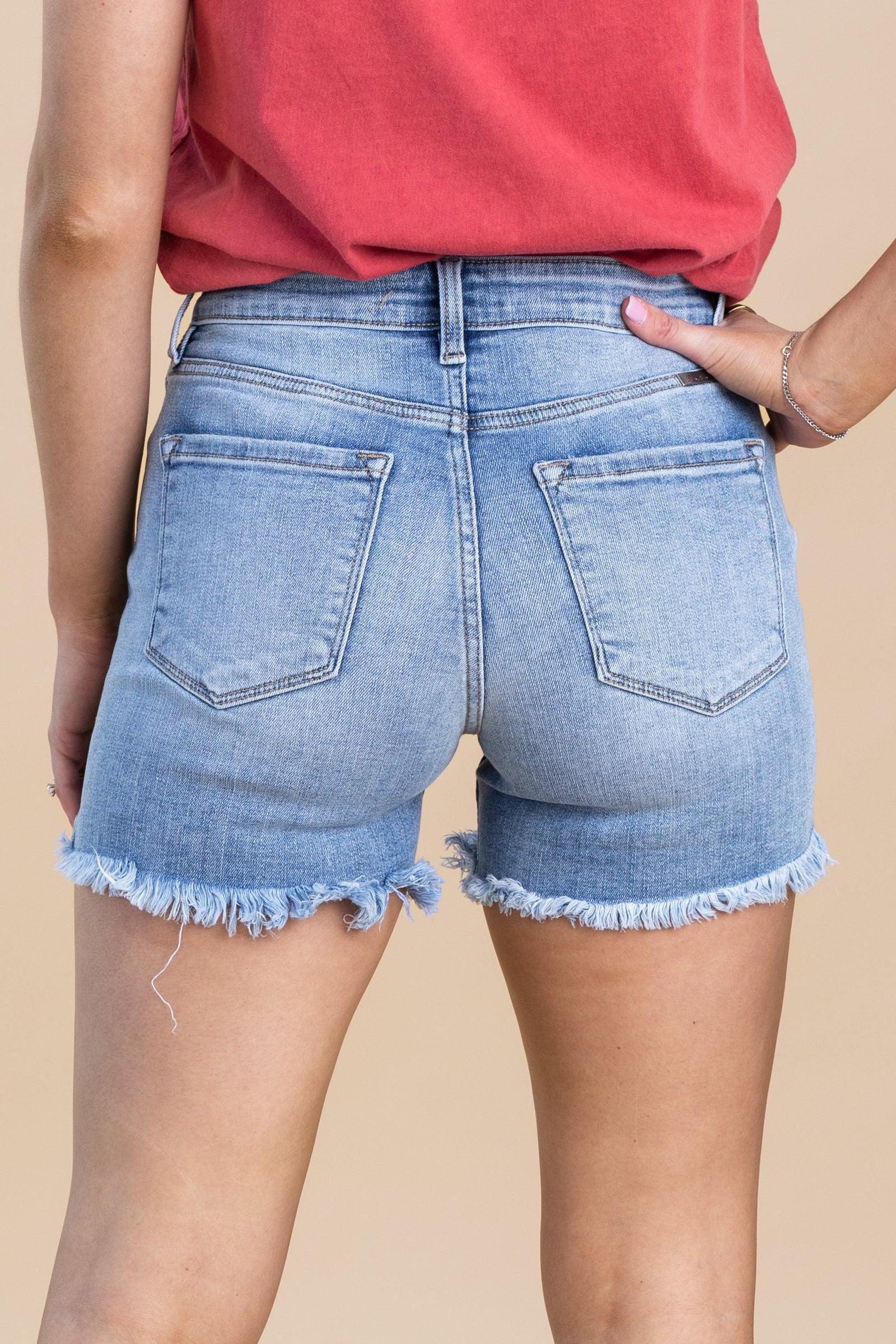 KanCan High Rise Frayed Hem Shorts Product Image