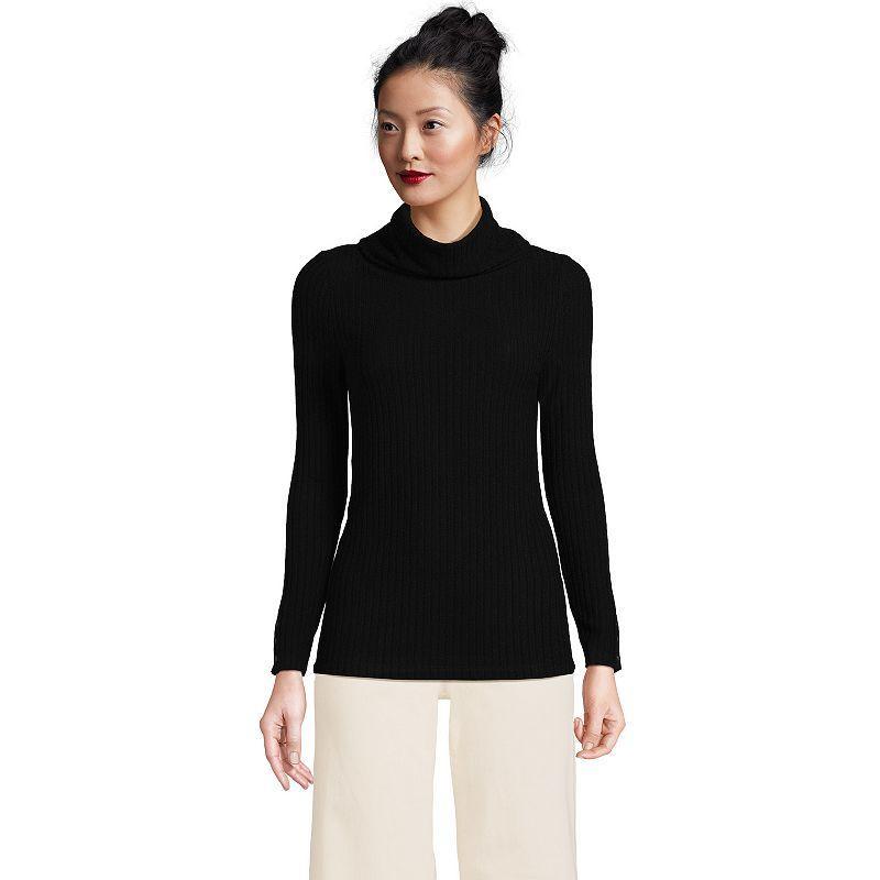 Women's Lands' End Long-Sleeve Wide Rib Turtleneck, Size: XL, Rich Red Product Image