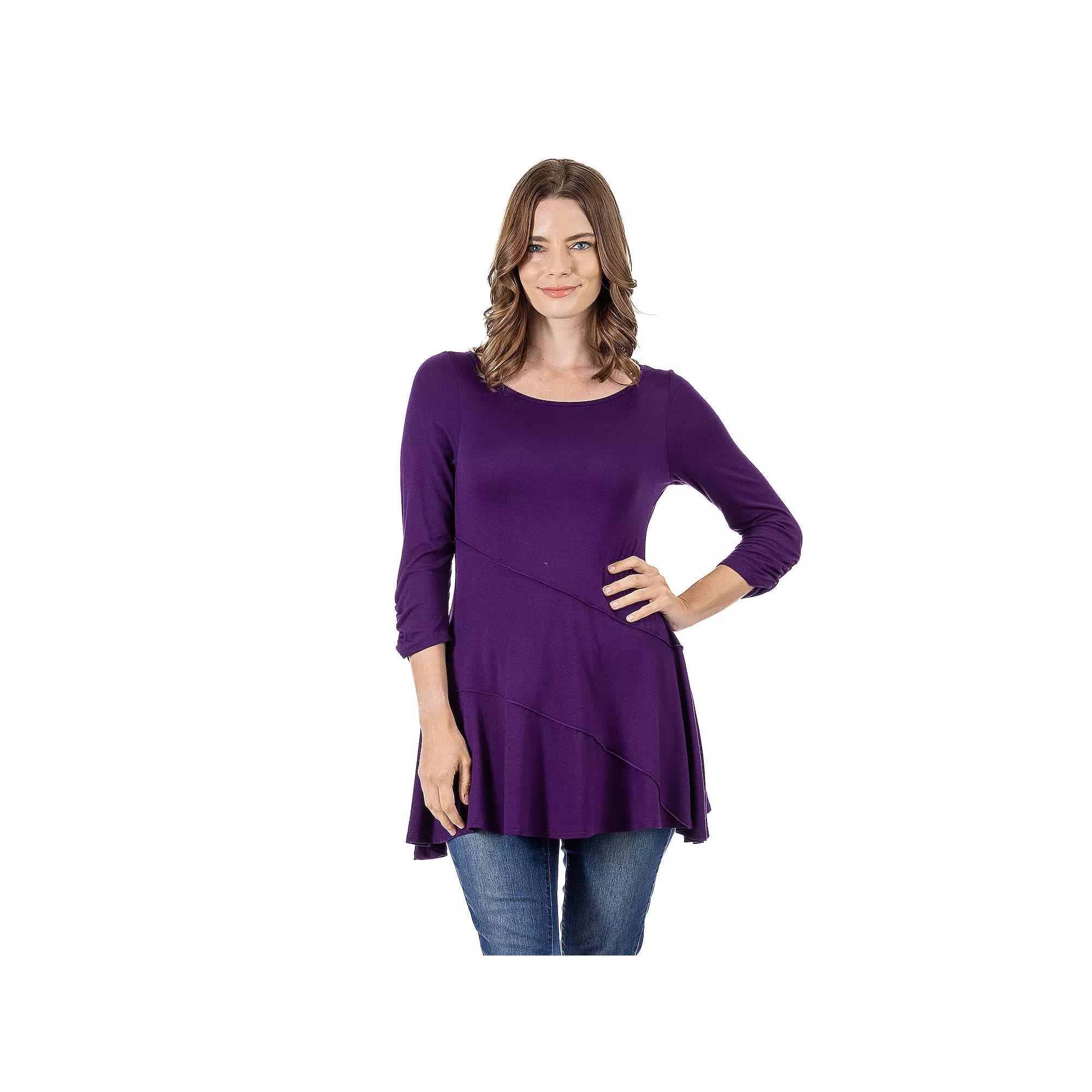 Womens 24Seven Comfort Apparel Ruched Swing Tunic Top Product Image