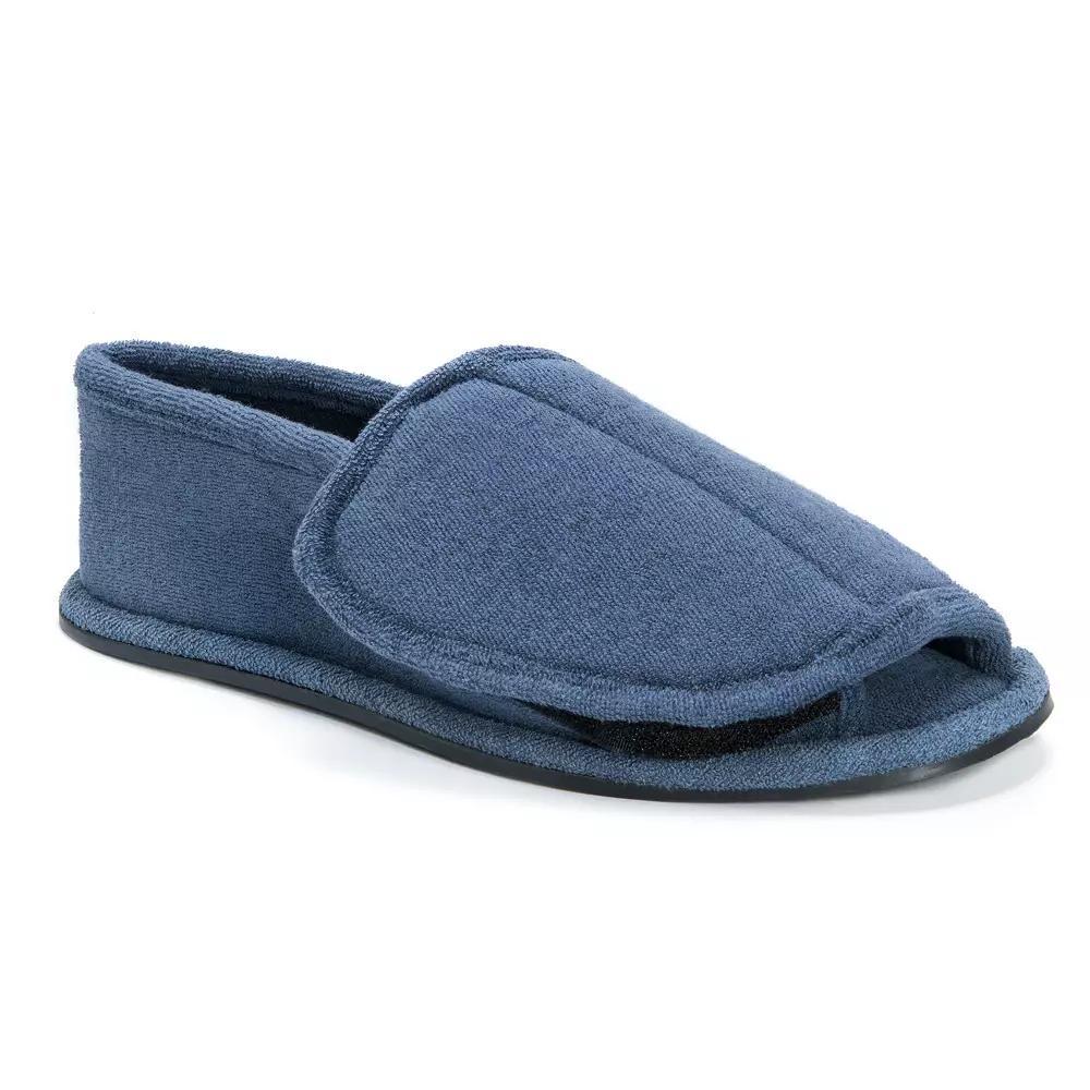 MUK LUKS Adjustable Open-Toe Mens Slippers White Gray Product Image