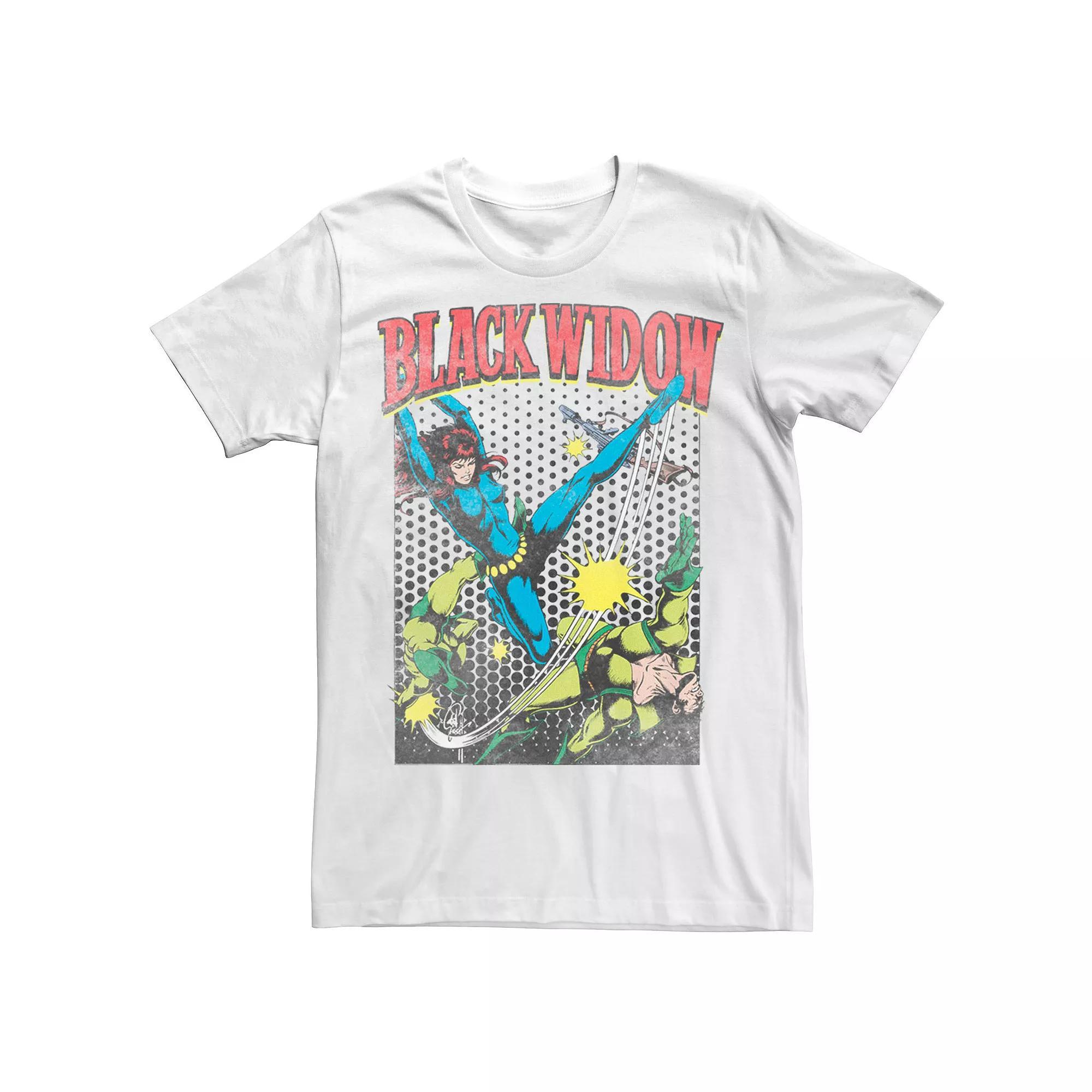 Men's Marvel Black Widow Classic Retro Comic Swing Tee, Size: Medium, White Product Image