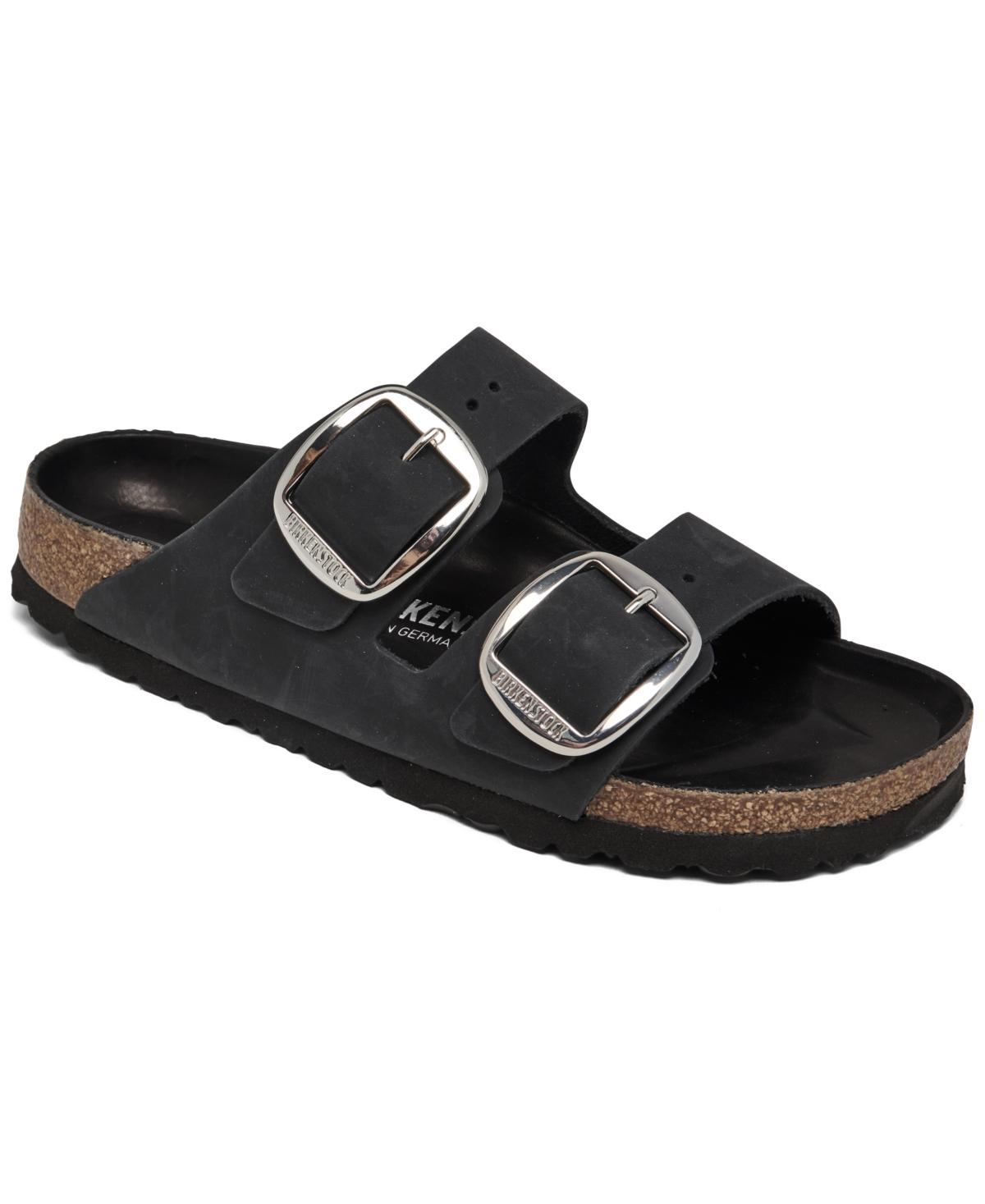Birkenstock Womens Arizona Oiled Leather Big Buckle Detail Slide Sandals Product Image