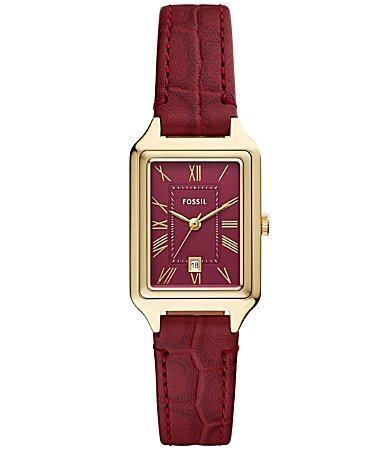 Fossil Womens Raquel Three-Hand Red Croco Leather Strap Watch Product Image