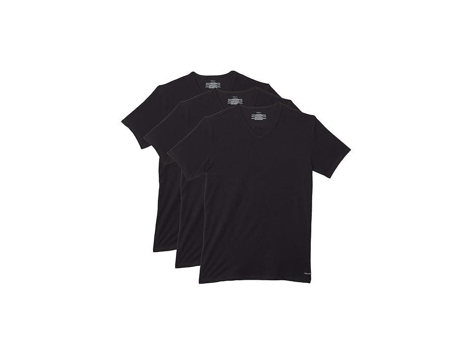 Calvin Klein Cotton Stretch Moisture Wicking V Neck Tees, Pack of 3 Product Image