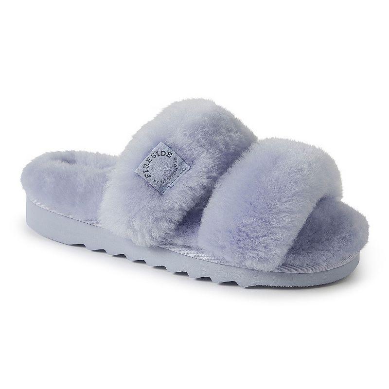 Fireside by Dearfoams Benalla Shearling Double Band Women's Slide Slippers, Size: 6, Beige Khaki Product Image