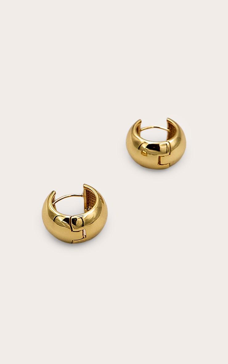 Real Gold Plated Wide Thick Small  Hoop Earrings Product Image