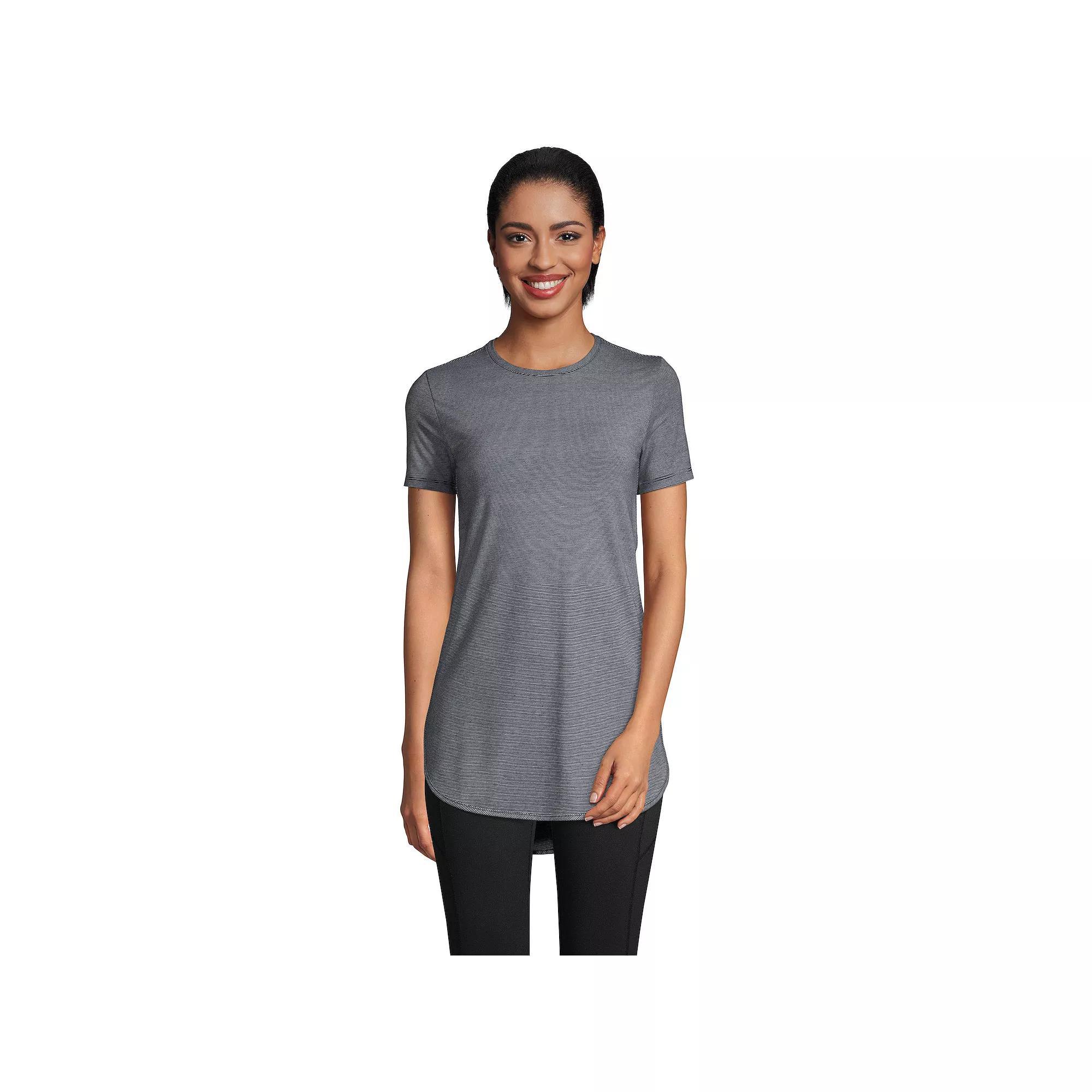 Women's Lands' End Moisture-Wicking UPF 50 Tunic, Size: XS, Black Pinstripe Product Image