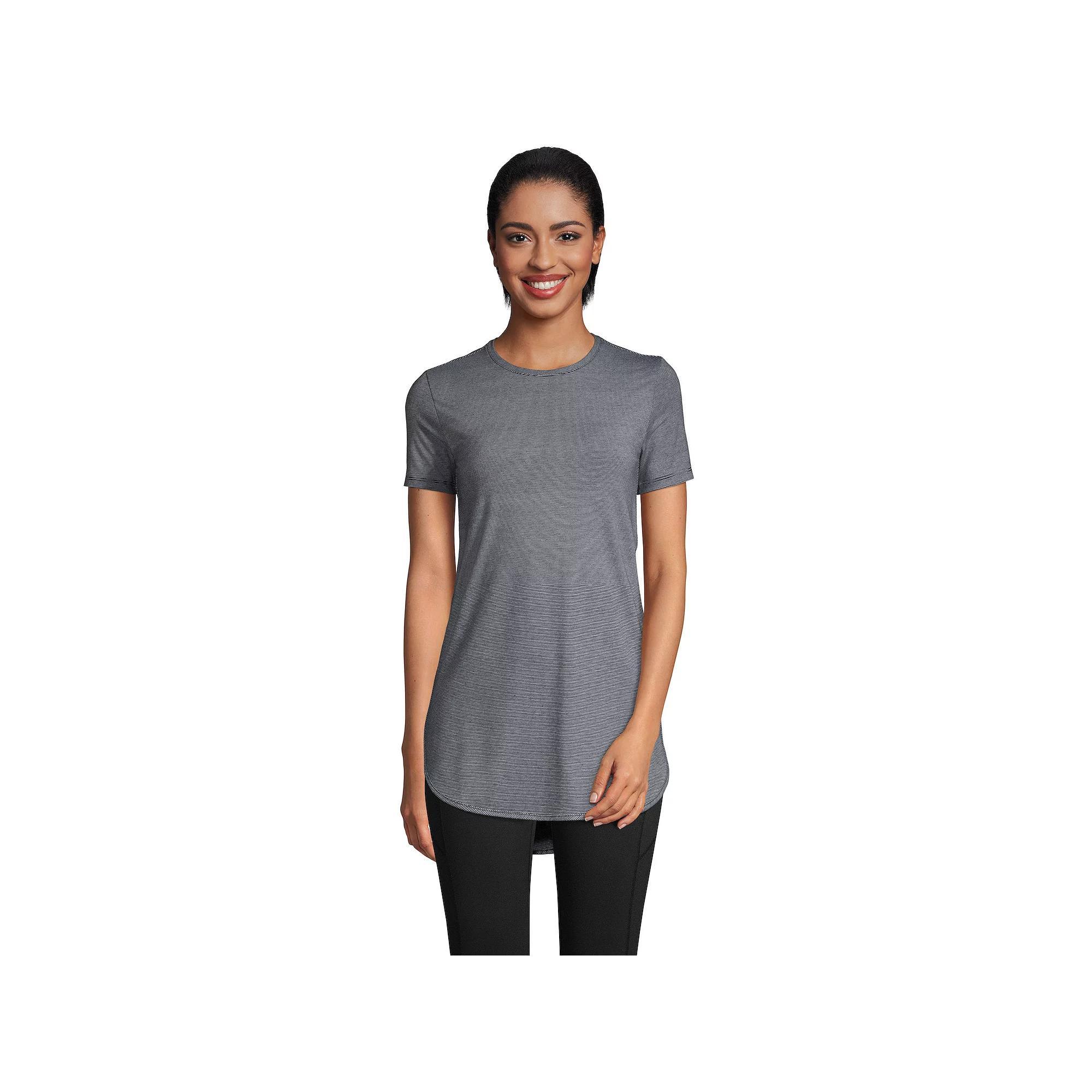 Women's Lands' End Moisture-Wicking UPF 50 Tunic, Size: XS, Black Pinstripe Product Image