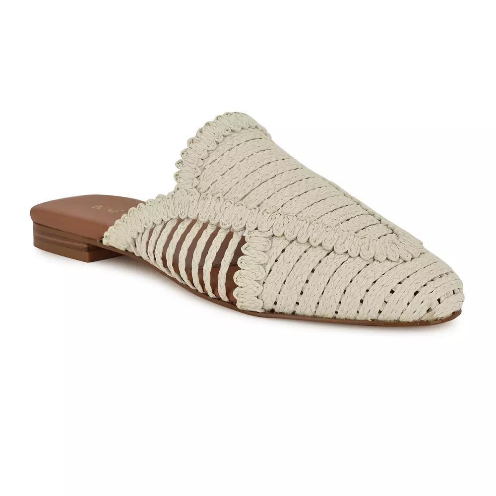 Nine West Campton Almond Toe Casual Slip-On Flat Mules, Women's, Size: 7, Ivory Product Image
