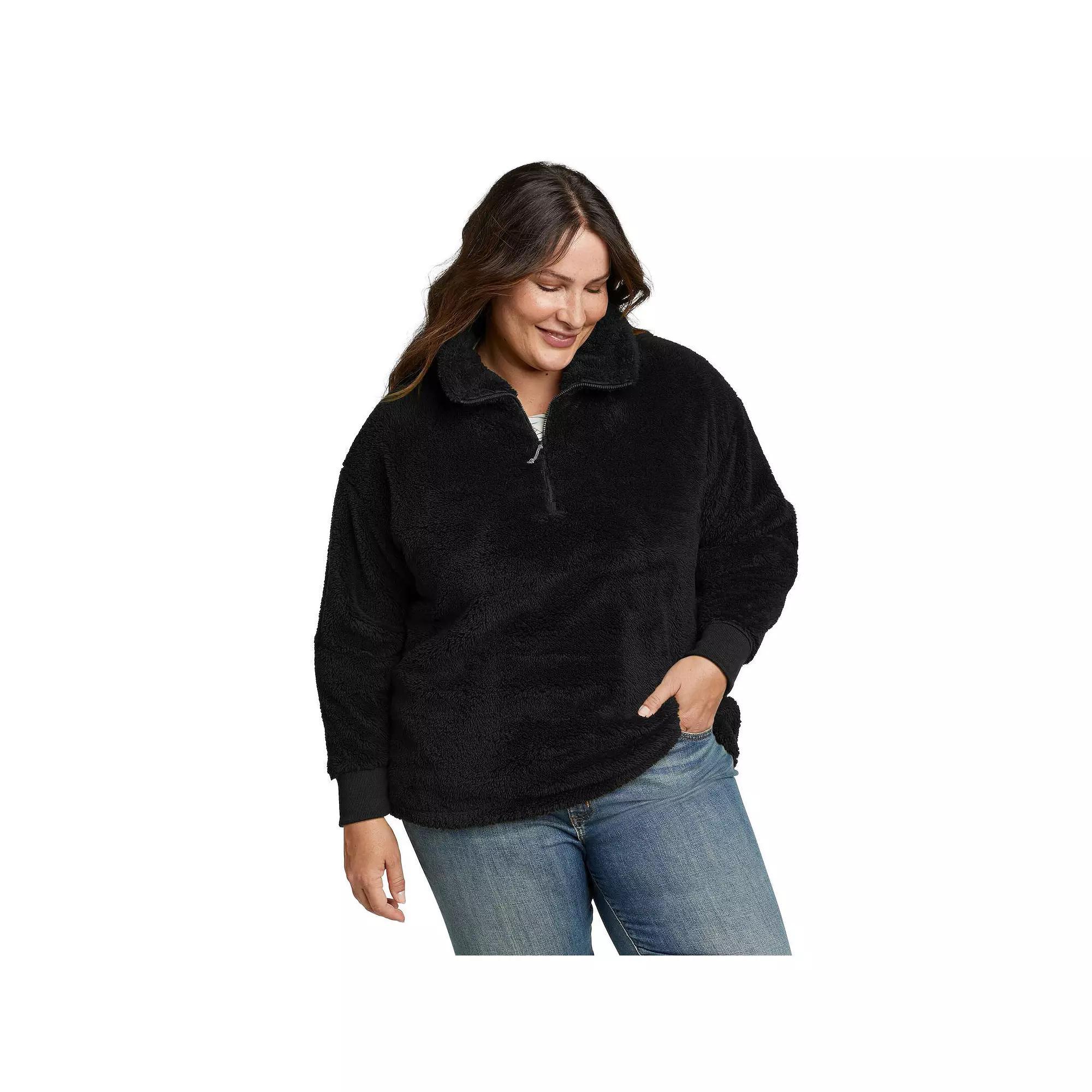 Plus Size Eddie Bauer Quest Plush 1/4 Zip Relaxed Pullover, Women's, Size: 2XL, Wntrgrn Product Image