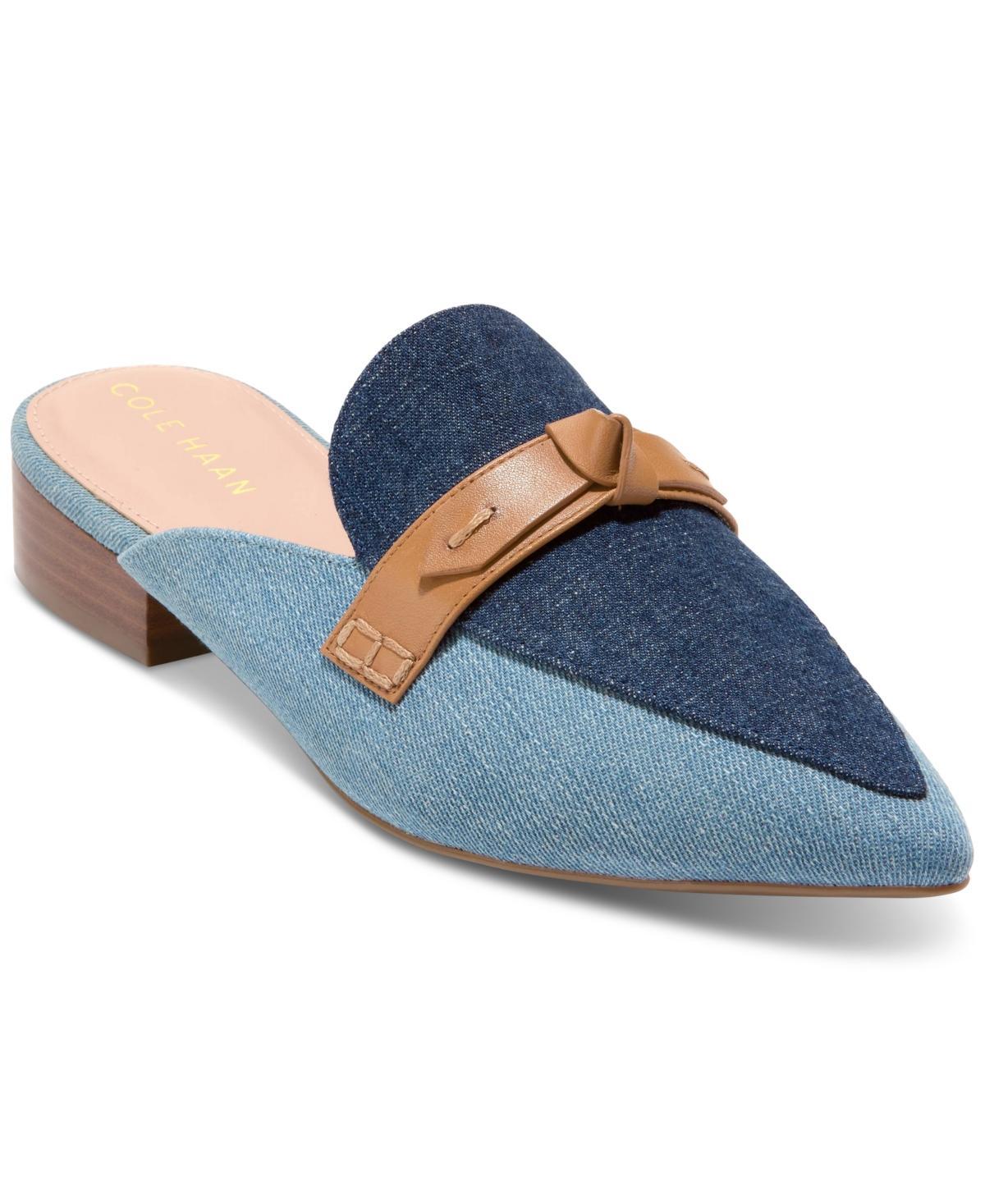 Cole Haan Piper Bow Mule (Light Denim/Dark Denim/Pecan Leather) Women's Flat Shoes Product Image