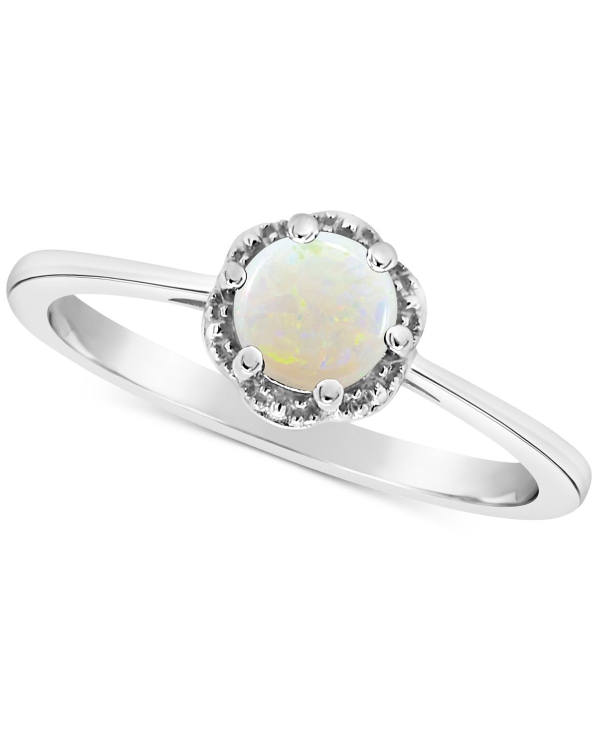 Celebration Gems Sterling Silver Aquamarine Studded Flower Ring, Women's, Size: 8 Product Image