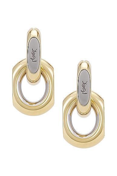 Saint Laurent YSL Duo Link Earrings Metallic Gold.. Product Image