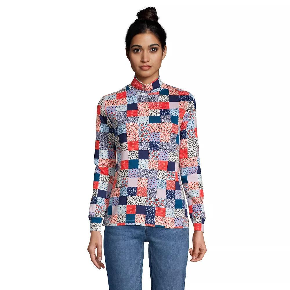 Women's Lands' End Relaxed Mockneck Top, Size: Large, Patchwork Floral Product Image
