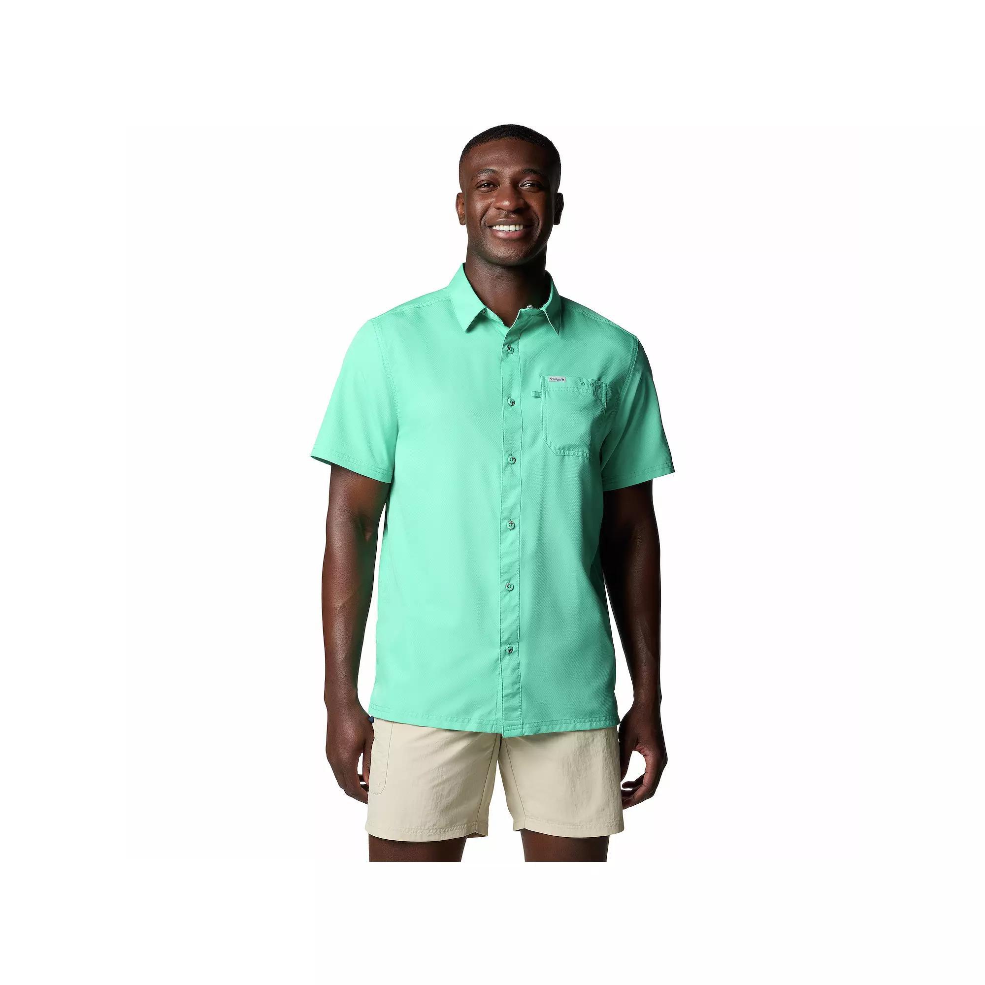 Men's Columbia PFG UPF 50 Slack Tide Omni-Wick Button-Down Camp Shirt, Size: XL, Glaze Grn Product Image
