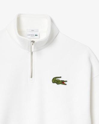 Loose Fit Zip Neck Badge Accent Sweatshirt Product Image
