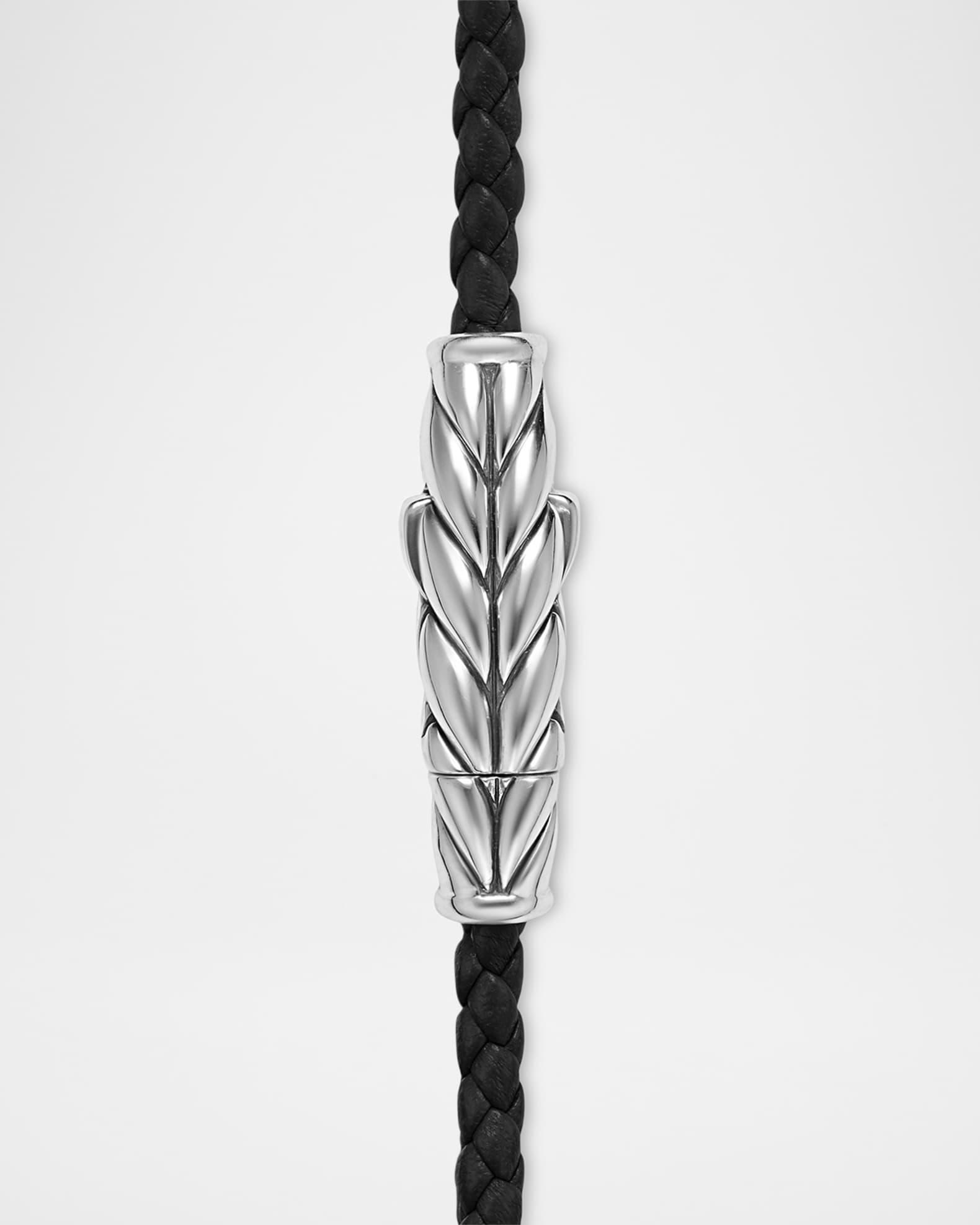 Men's Chevron Wrap Bracelet in Leather with Silver Product Image