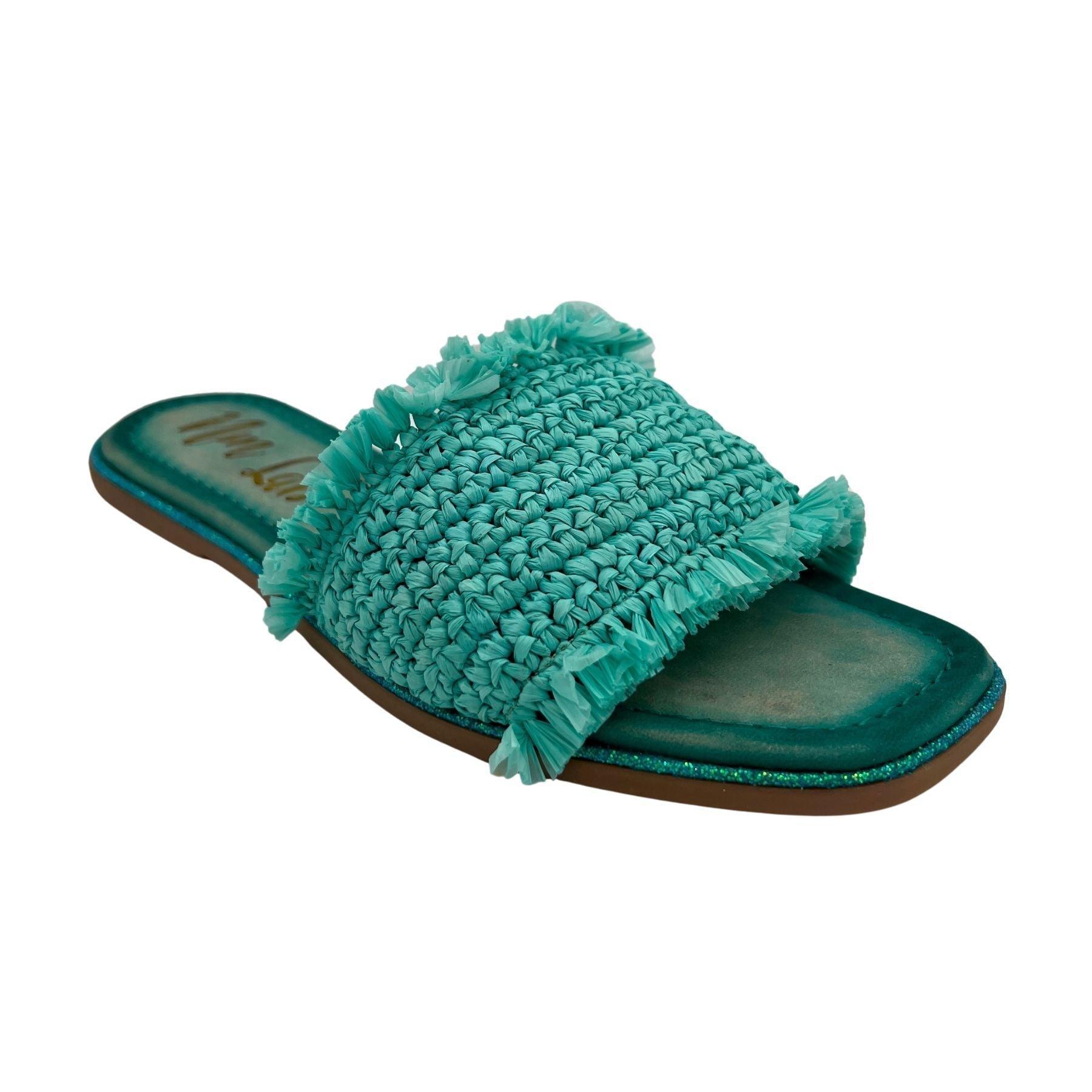 Juana Woven Sandals in Aqua Blue Product Image
