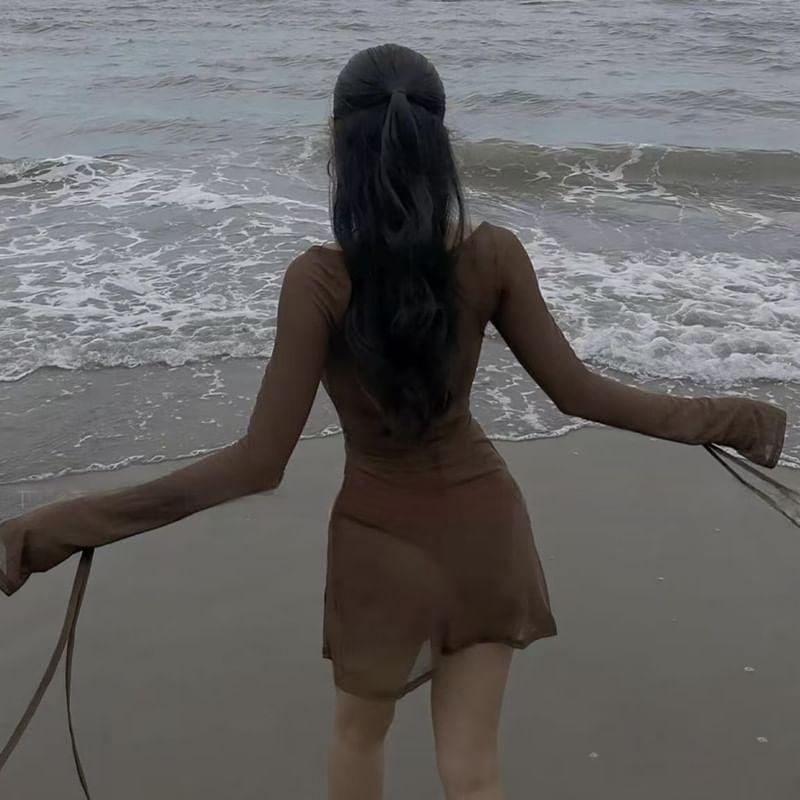 Set: Plain Bikini + Cover Up Dress Product Image