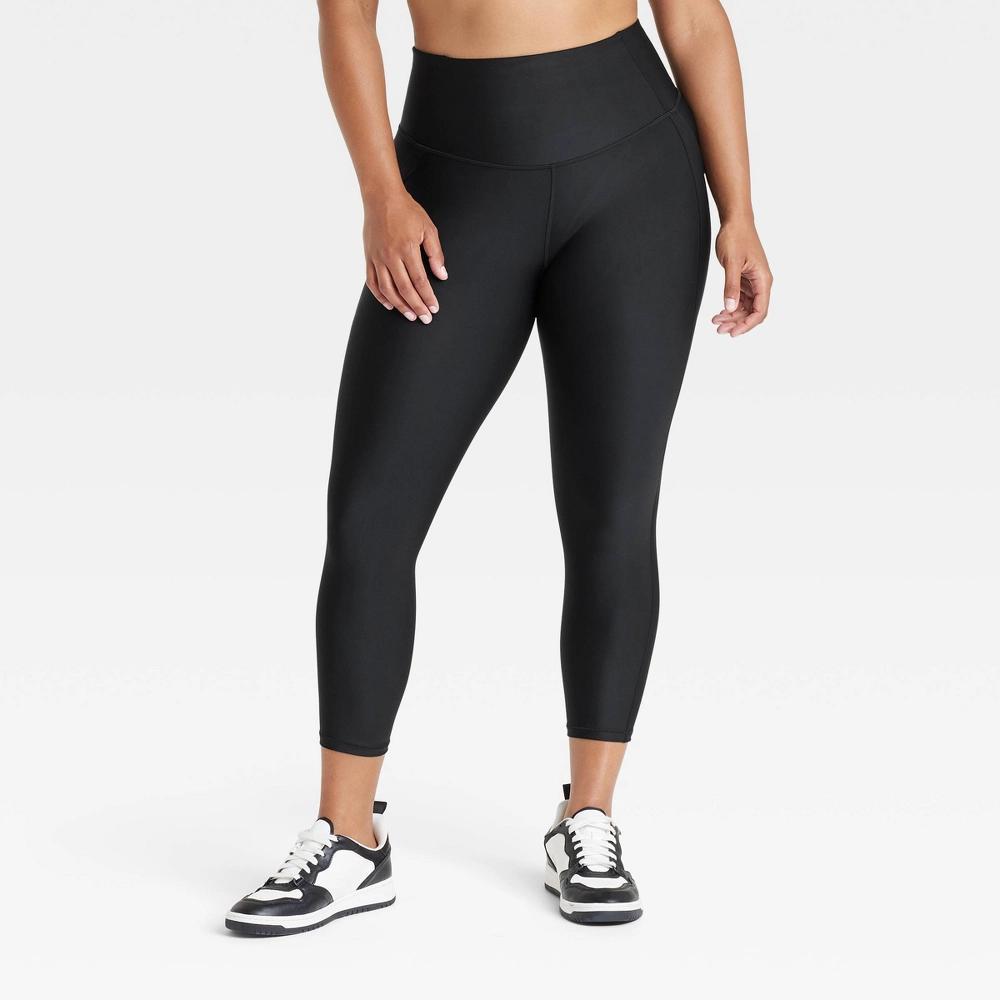 Women's Effortless Support High-Rise Pocketed Capri Leggings - All In Motion™ Black XS: Moisture Wicking, Quick Dry, UPF 50+ Product Image