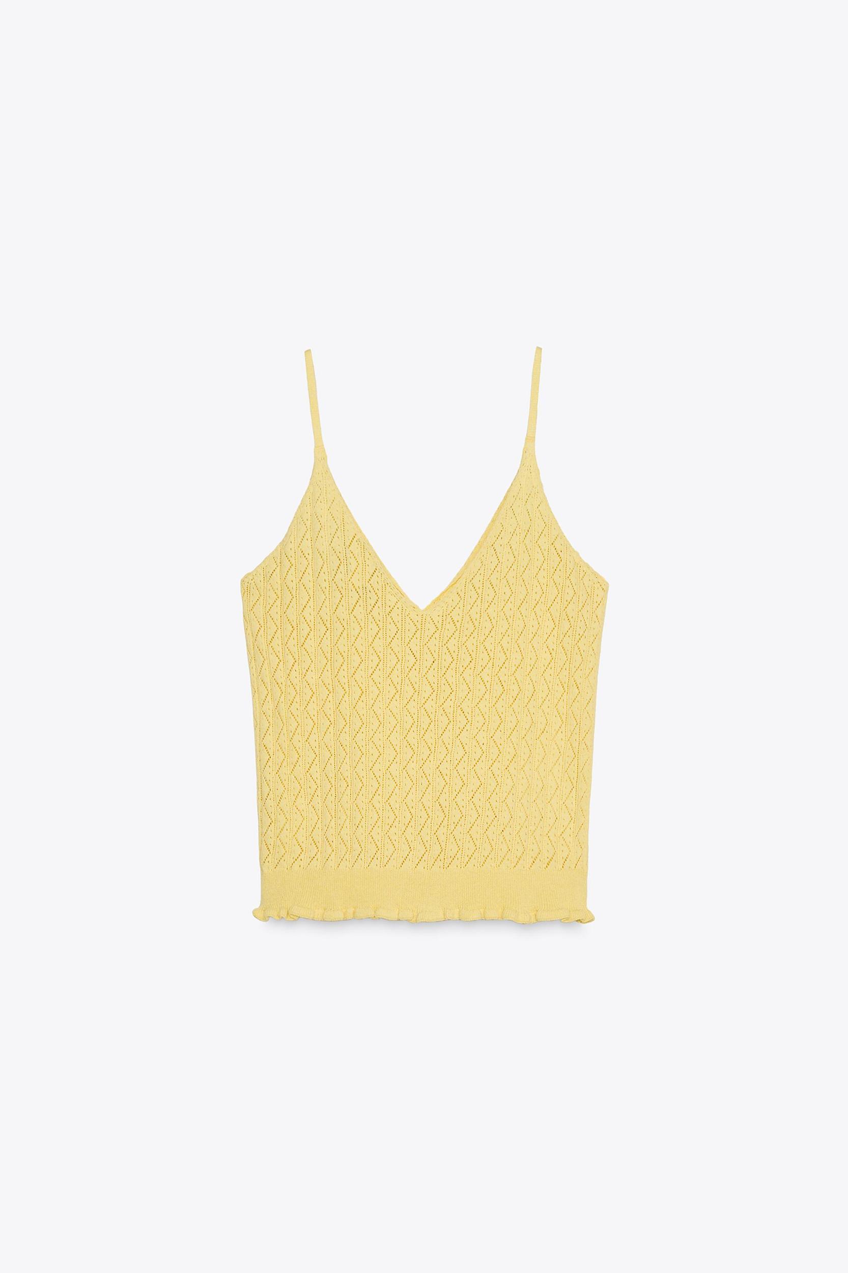 POINTELLE KNIT RUFFLED TOP Product Image