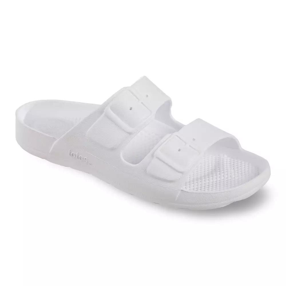 totes Solbounce Women's Molded Buckle Slide Sandals, Size: 9, White Product Image