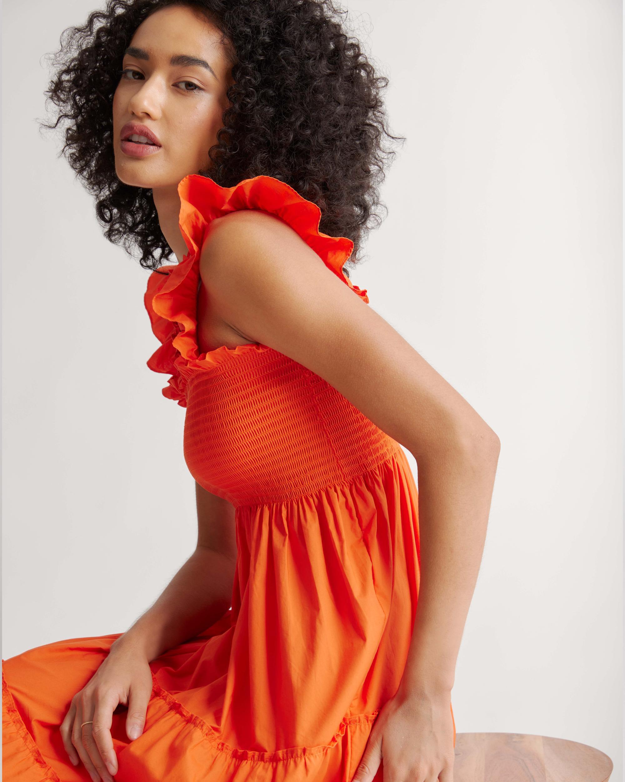 Quince | Women's Smocked Midi Dress Size XS, Organic Cotton Product Image