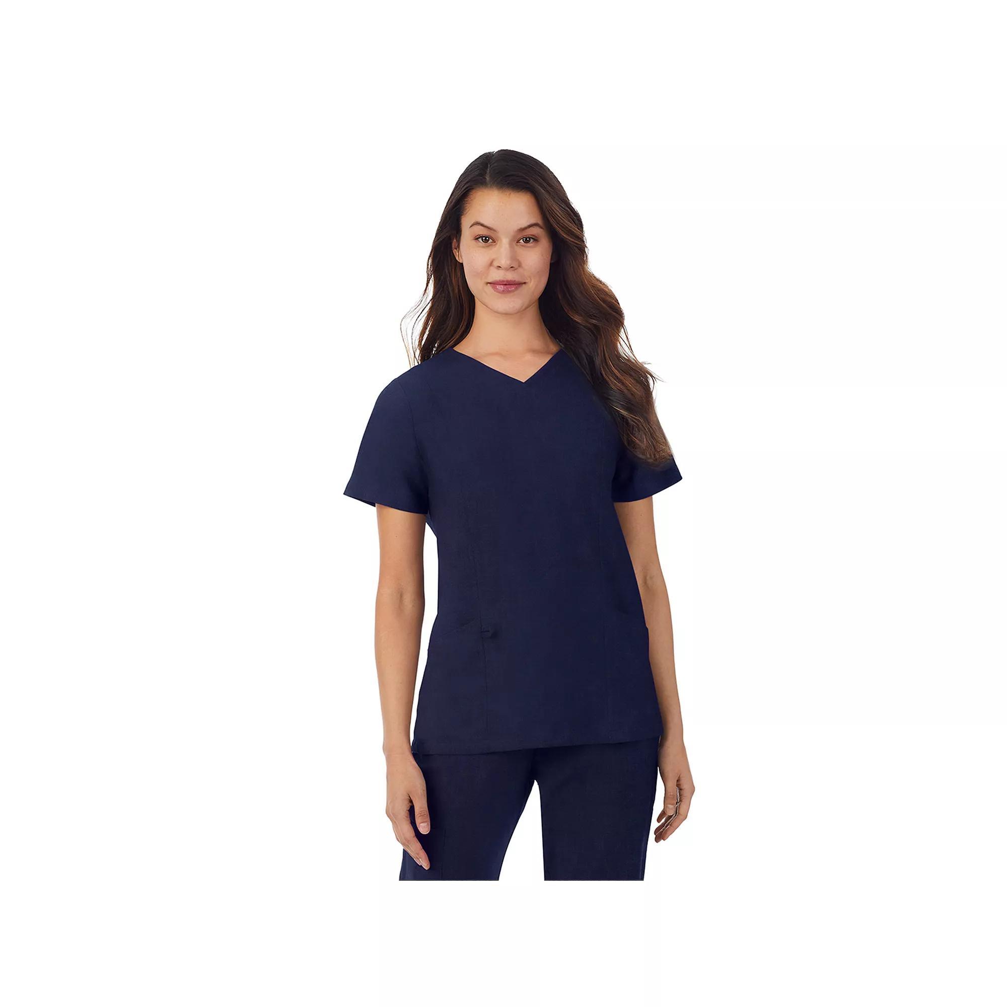 Women's Missy Cuddl Duds® Scrubs V-neck Top With 3 Pockets, Size: Medium, Blue Product Image