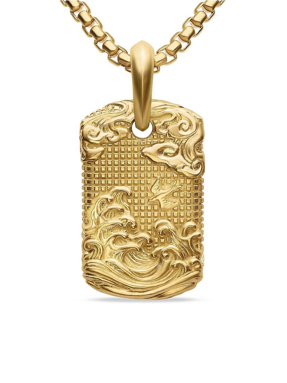 Mens Waves Tag in 18K Yellow Gold, 27MM Product Image