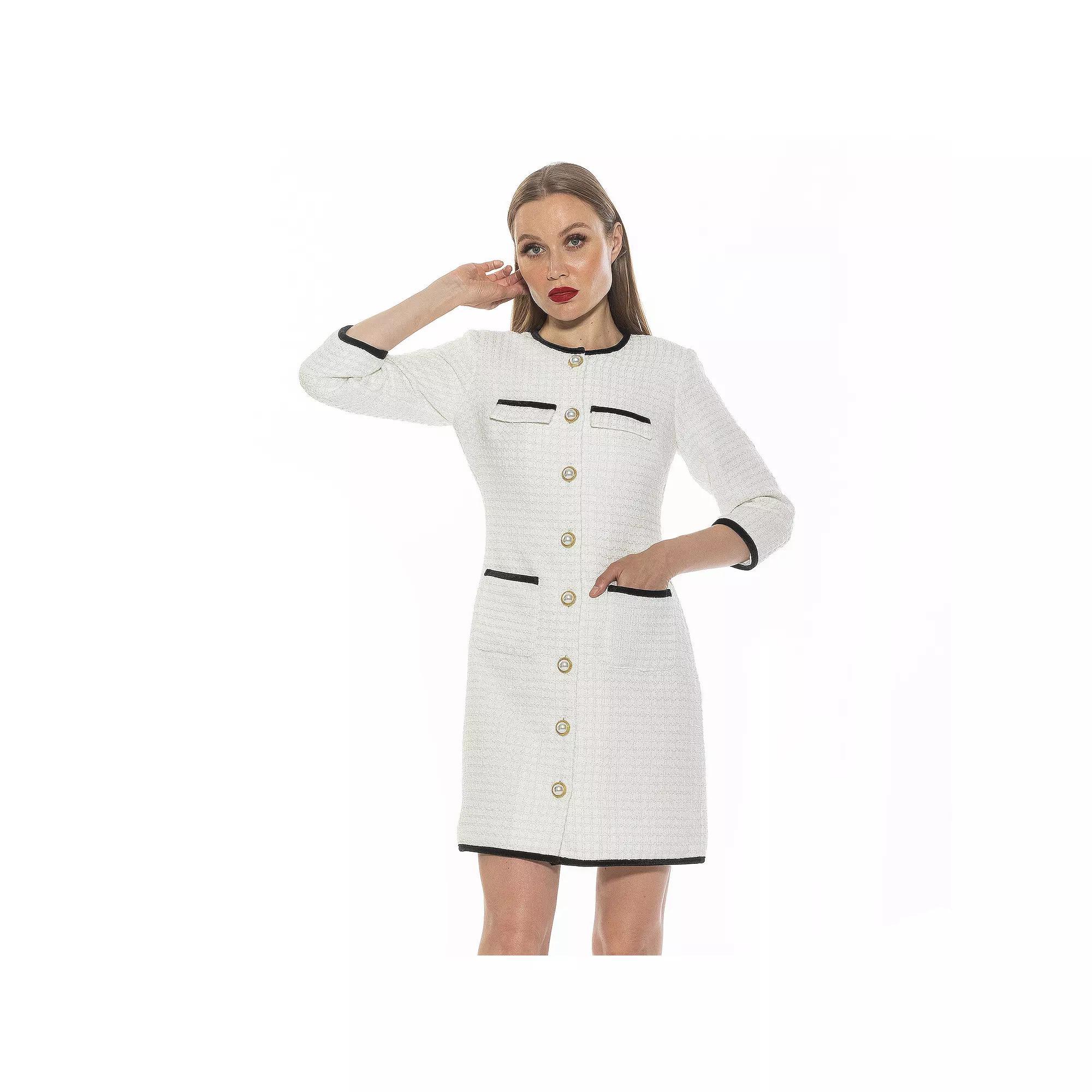 Women's ALEXIA ADMOR Kairo Tweed Dress, Size: 10, Ivory Product Image