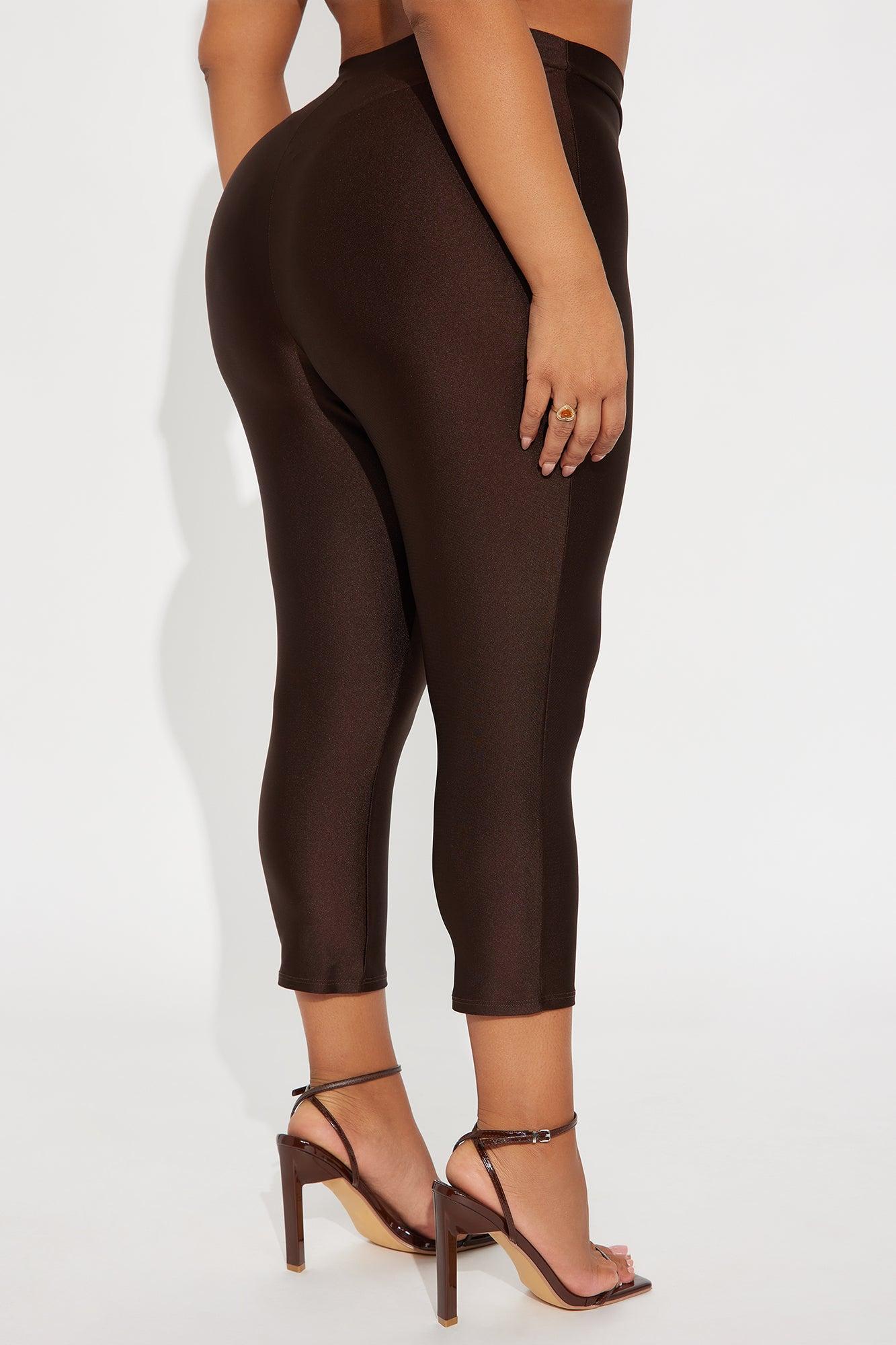 Nikole High Rise Tricot Capri Legging - Chocolate Product Image