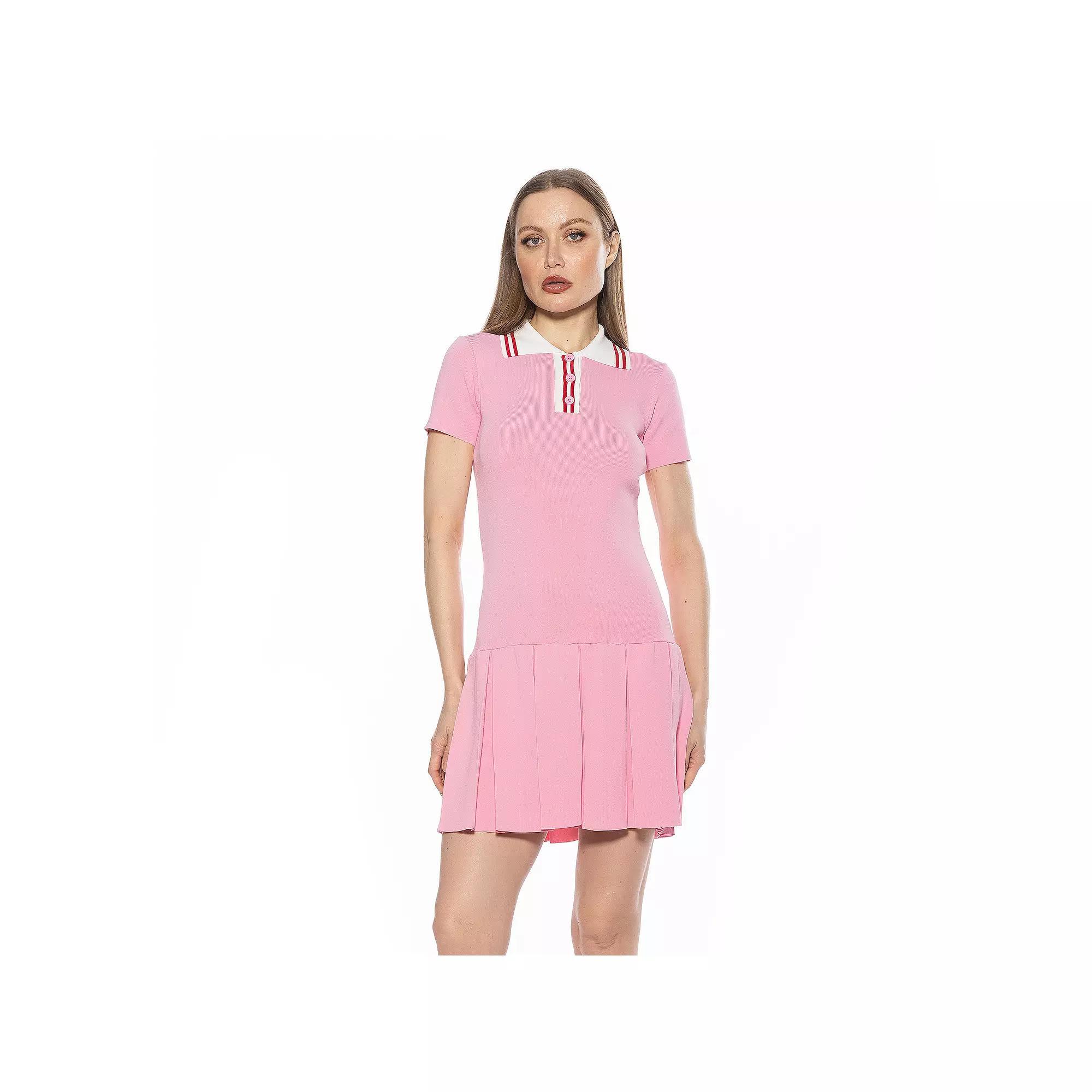 Women's ALEXIA ADMOR Rory Short Sleeve Fit & Flare Dress, Size: Large, Pink Product Image