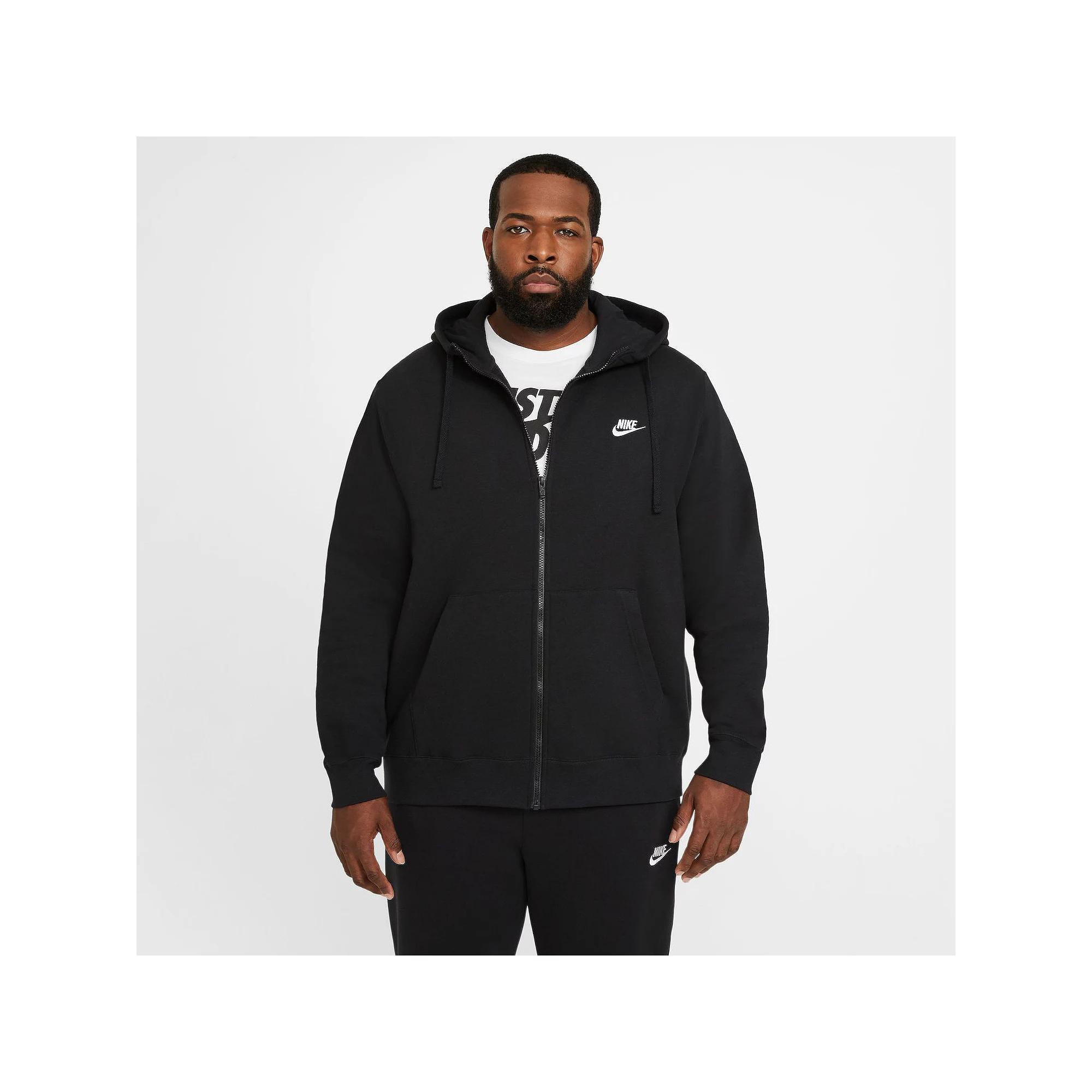 Mens Nike Sportswear Club Fleece Full-Zip Hoodie Black Navy White Product Image