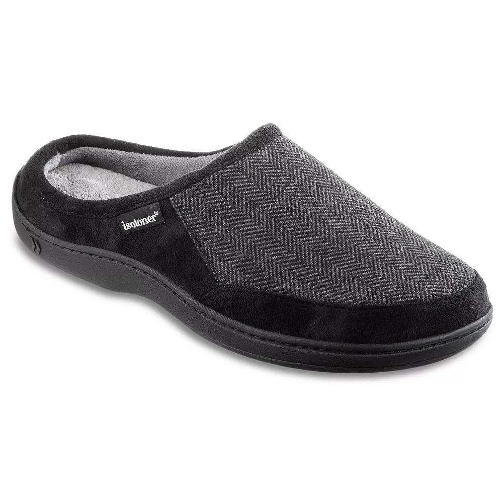 Isotoner Men's Logan Hoodback Slippers - Black M Product Image