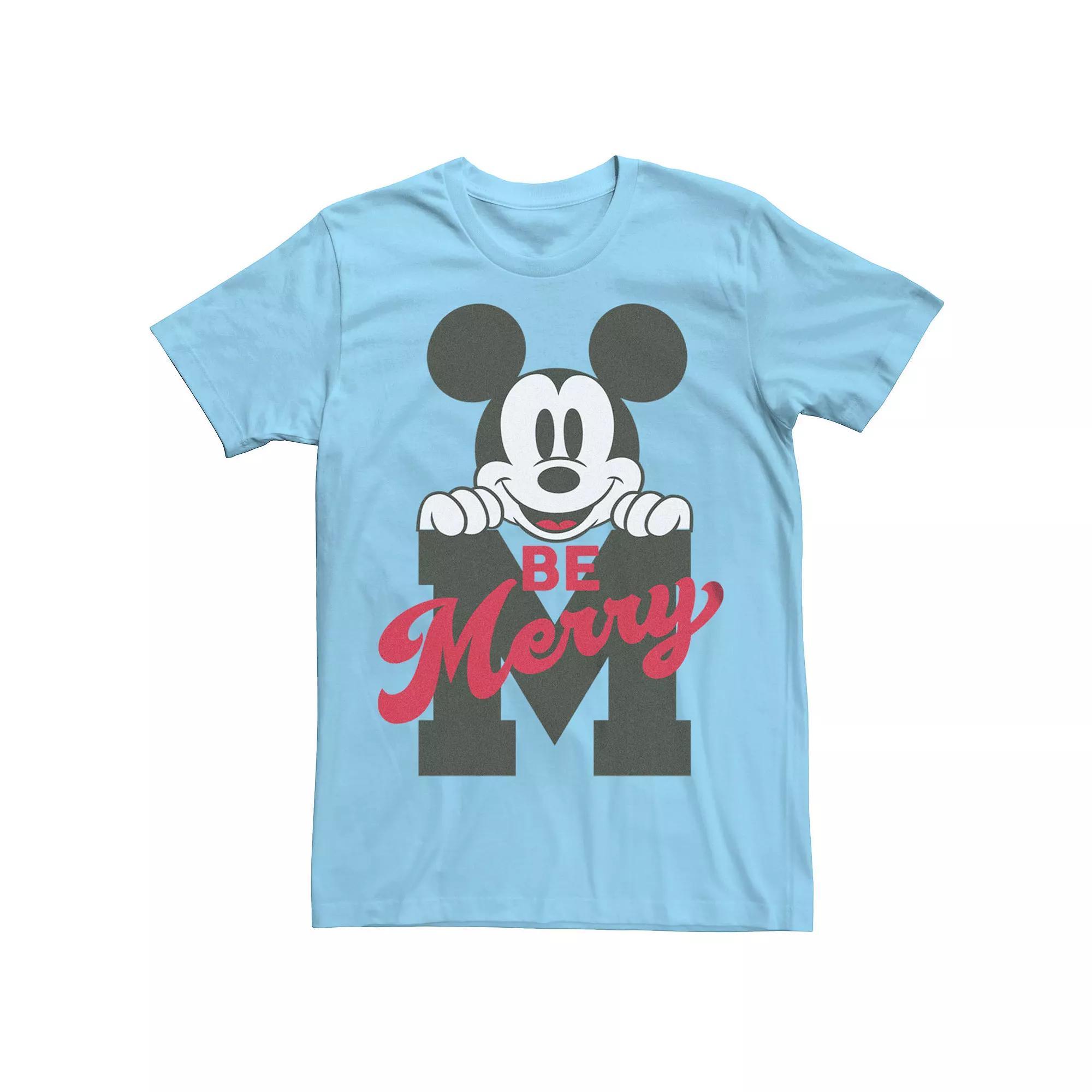 Disney's Mickey Mouse Men's Be Merry Tee, Size: Medium, Light Blue Product Image
