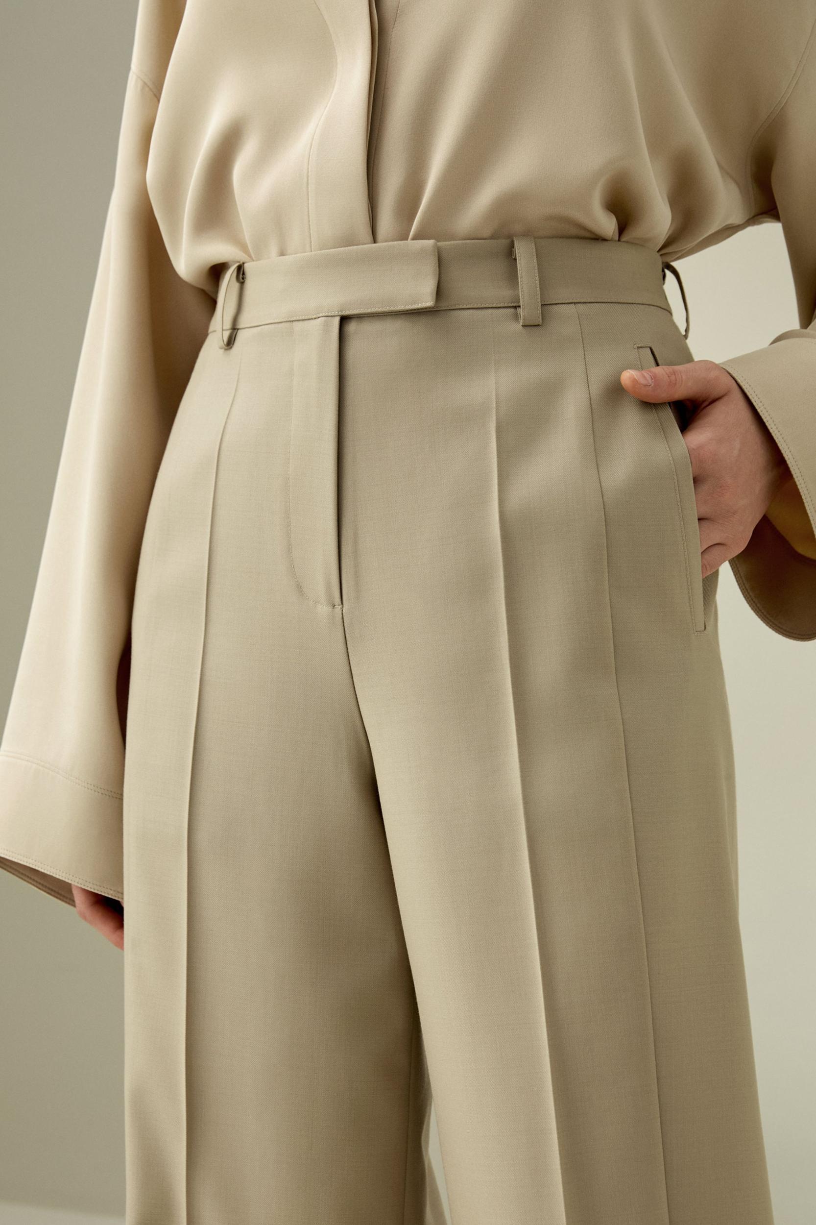 Wool Silk Blend Straight Pants Product Image